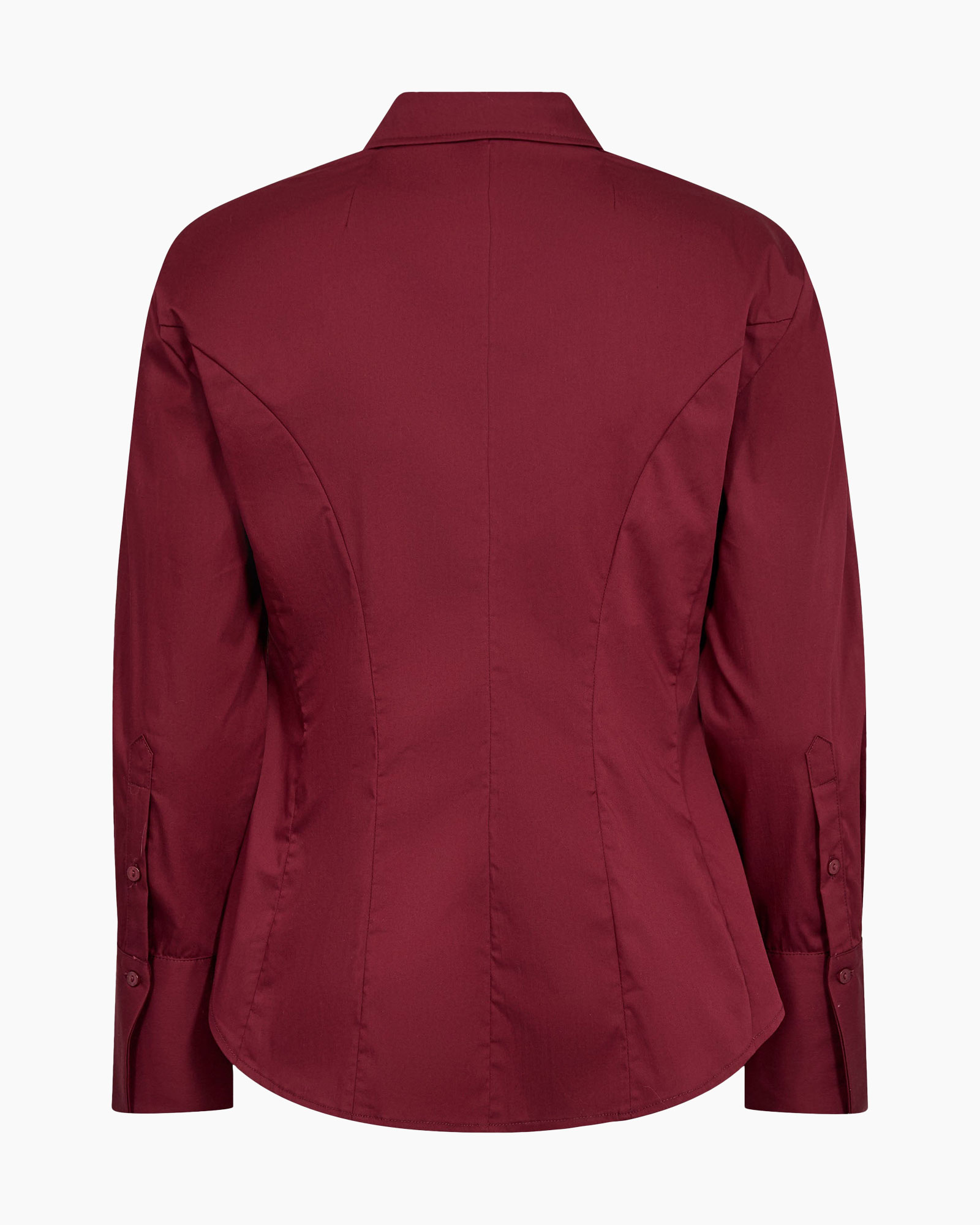 hemd, blouse, lange mouw, kraag, bordeaux