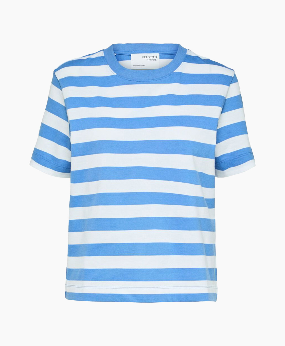 Selected Femme T-shirt Essential Ss Striped Boxy T Off White