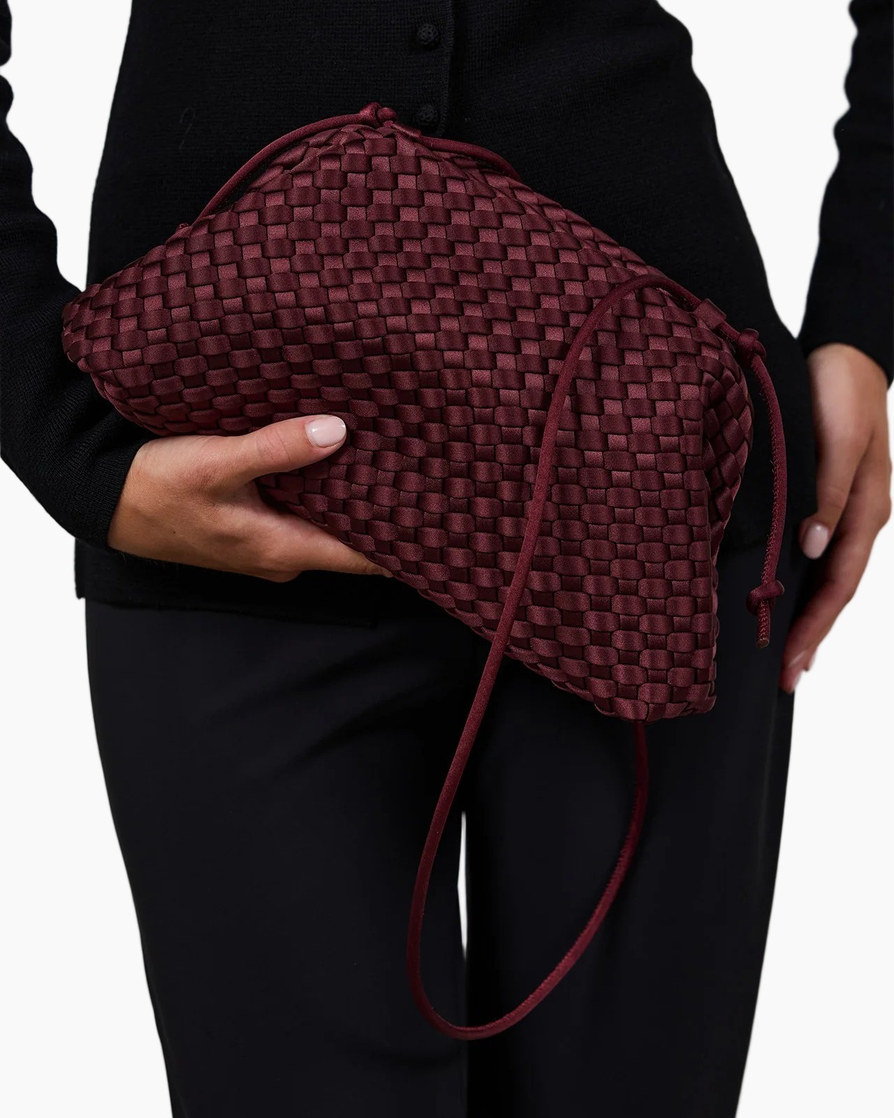 tas, schoudertas, geweven, bordeaux, clutch
