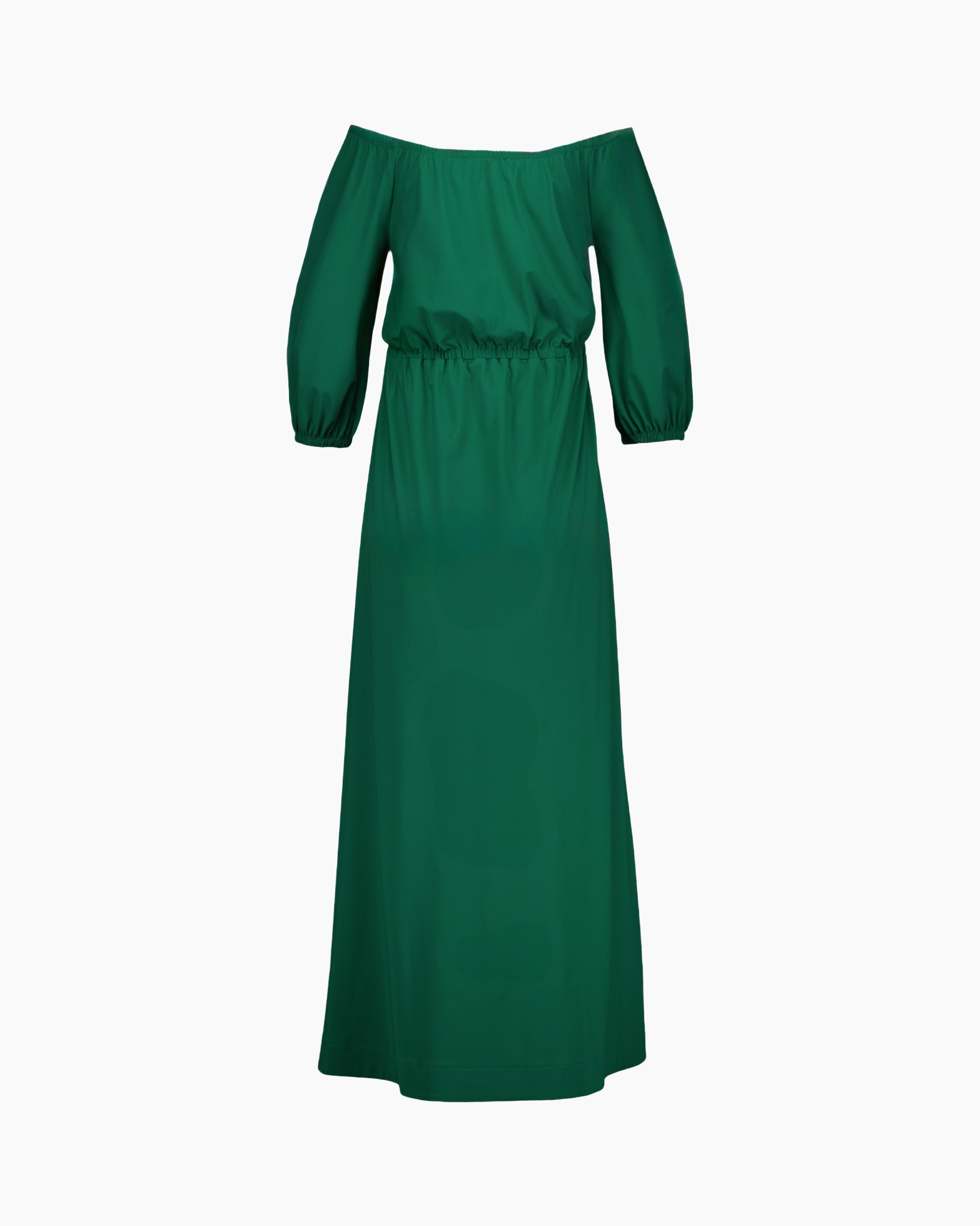 dress, green, off-shoulder, long, elastic-waist