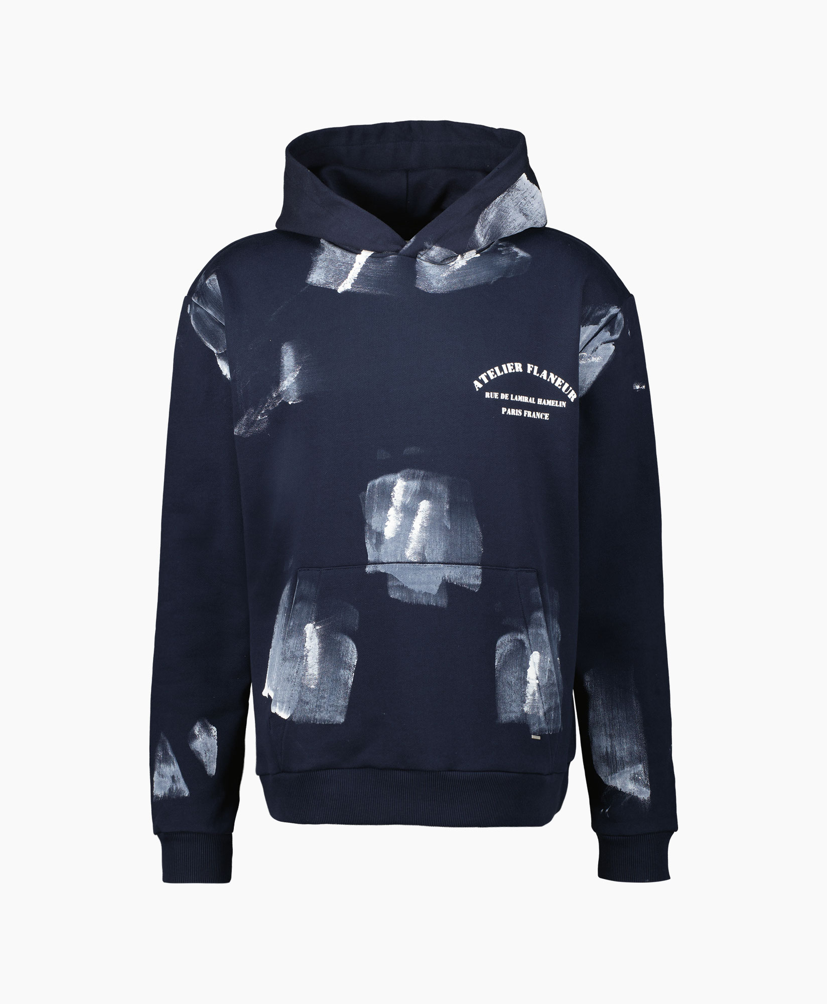 Flaneur Homme Hoodie Atelier Hoodie With Paintsain Donker Blauw