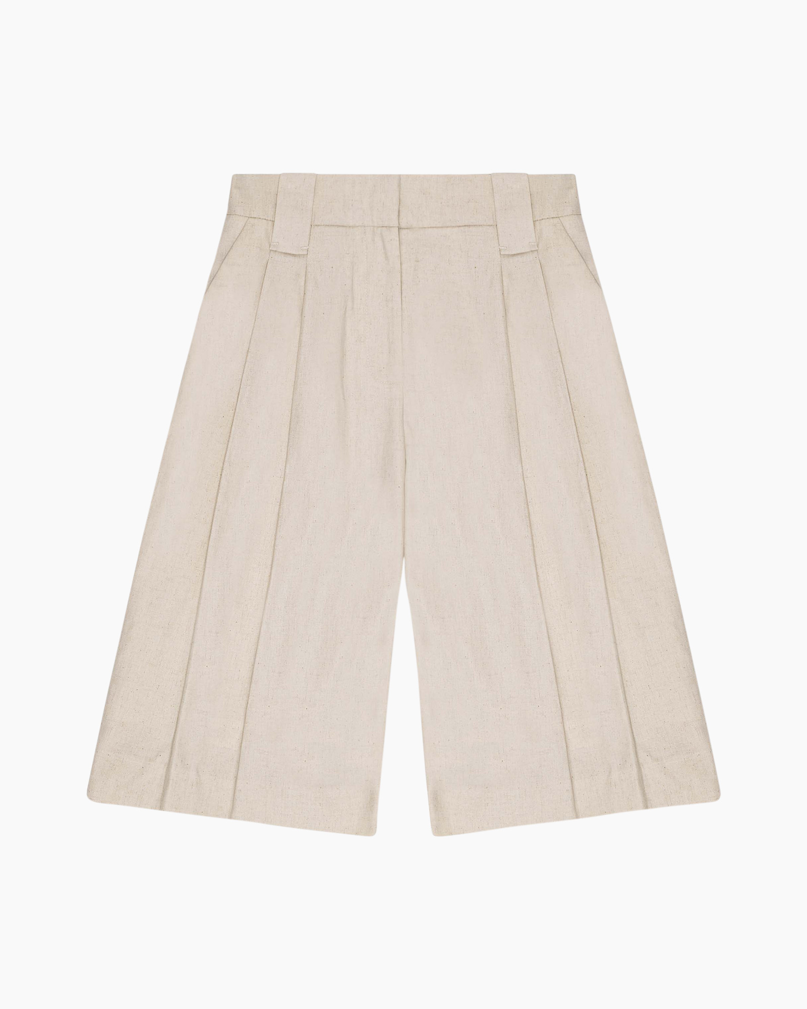 Korte Broek Cotton Melange Tailoring Wide Ecru