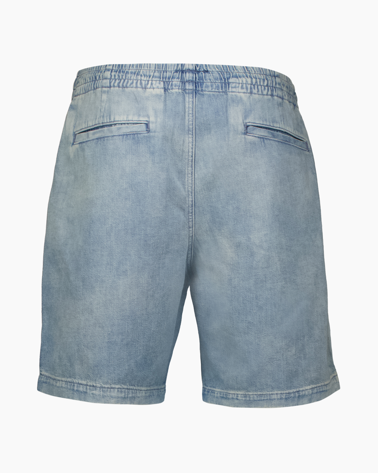 shorts denim, wash licht, touwce, elastische taille, zakken