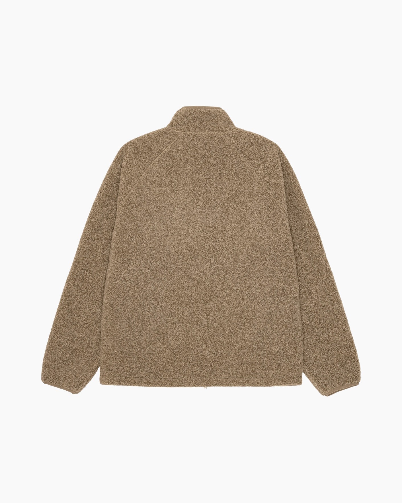 fleeced jas, rits, beige, teddy stof, zijszakken