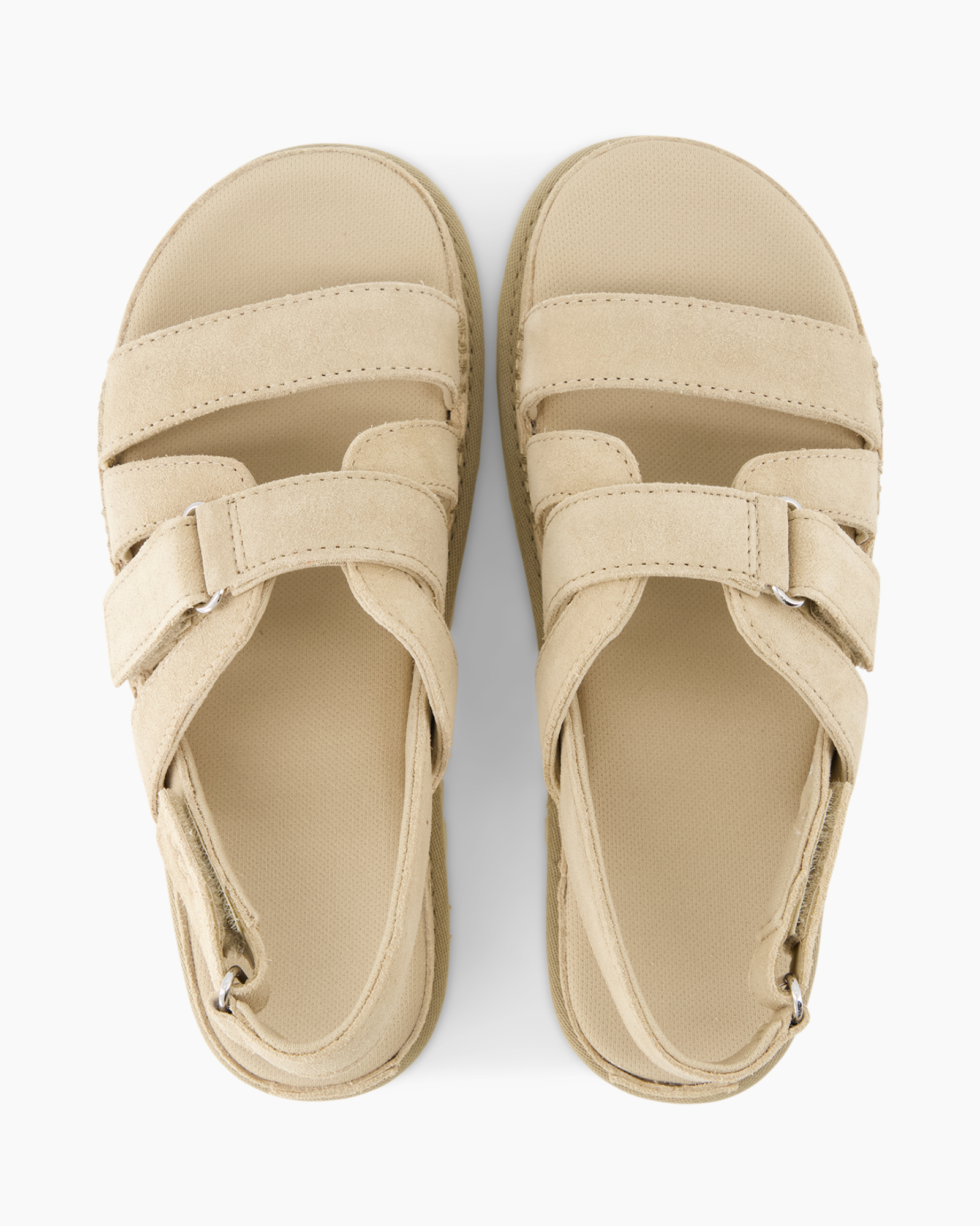 sandals, open-toe, velcro, two-strap, beige