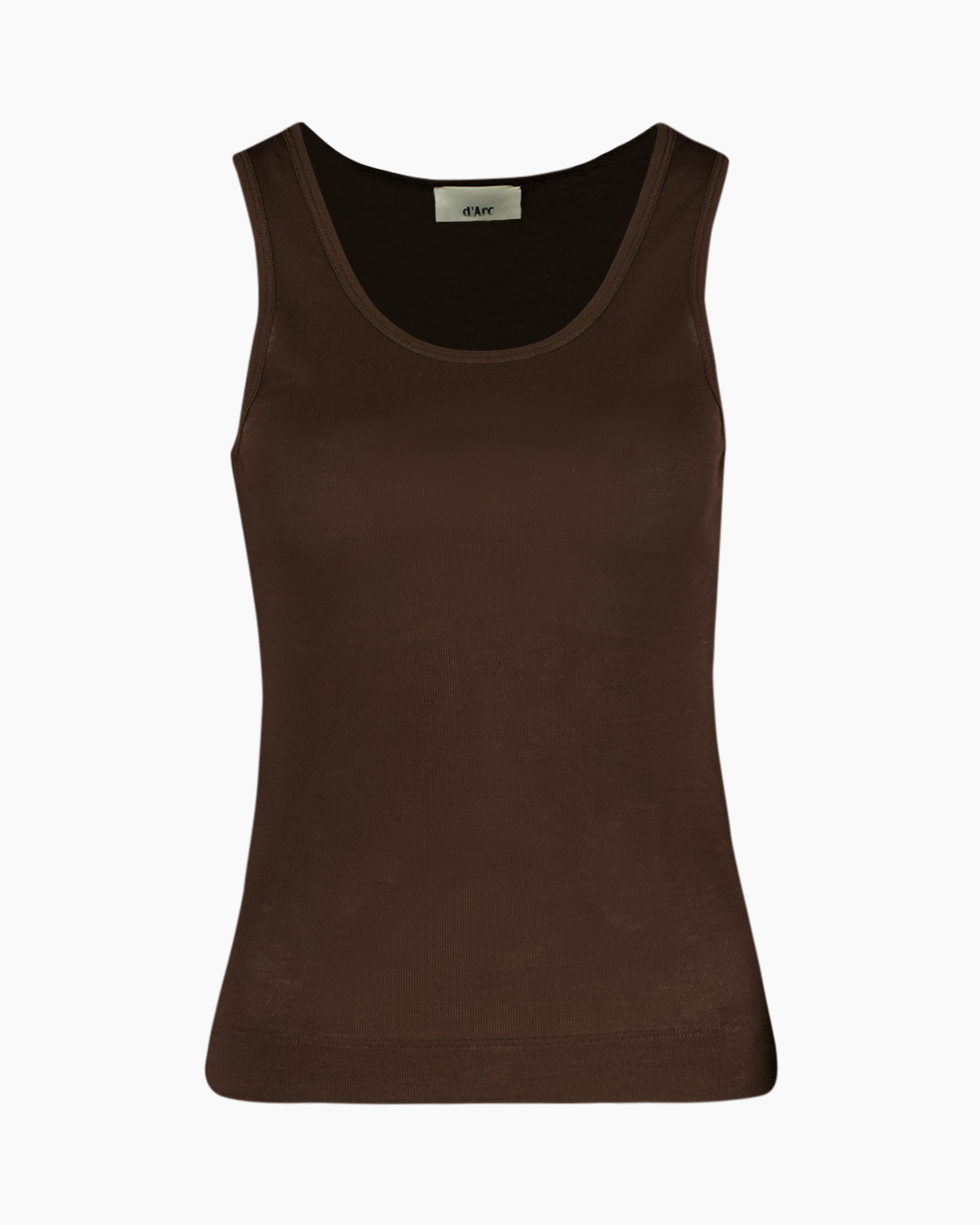 tank top, brown, sleeveless, knit, solid
