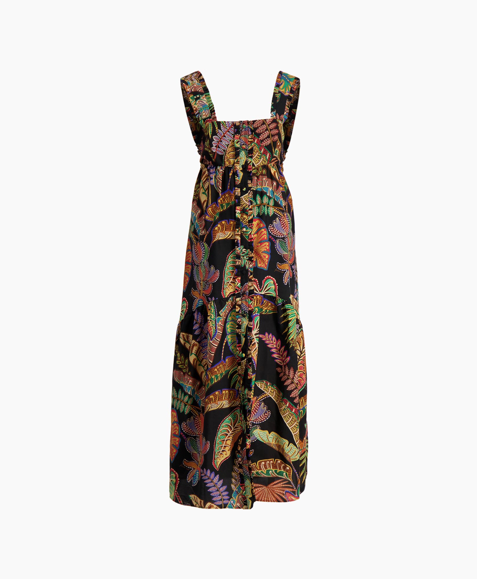 Maxi Jurk Cool Foliage Black Sleeveless Zwart