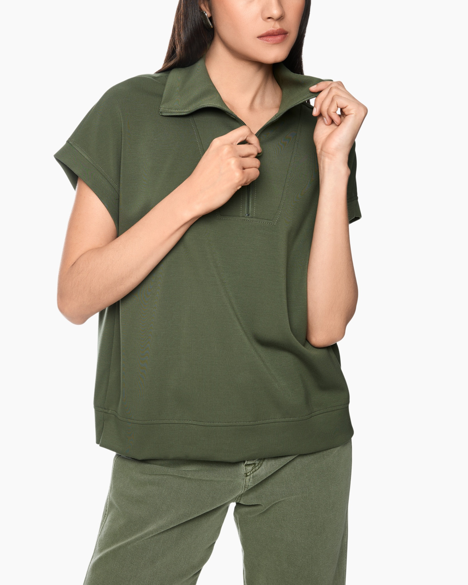 pullover, polo, short sleeves, green, collar