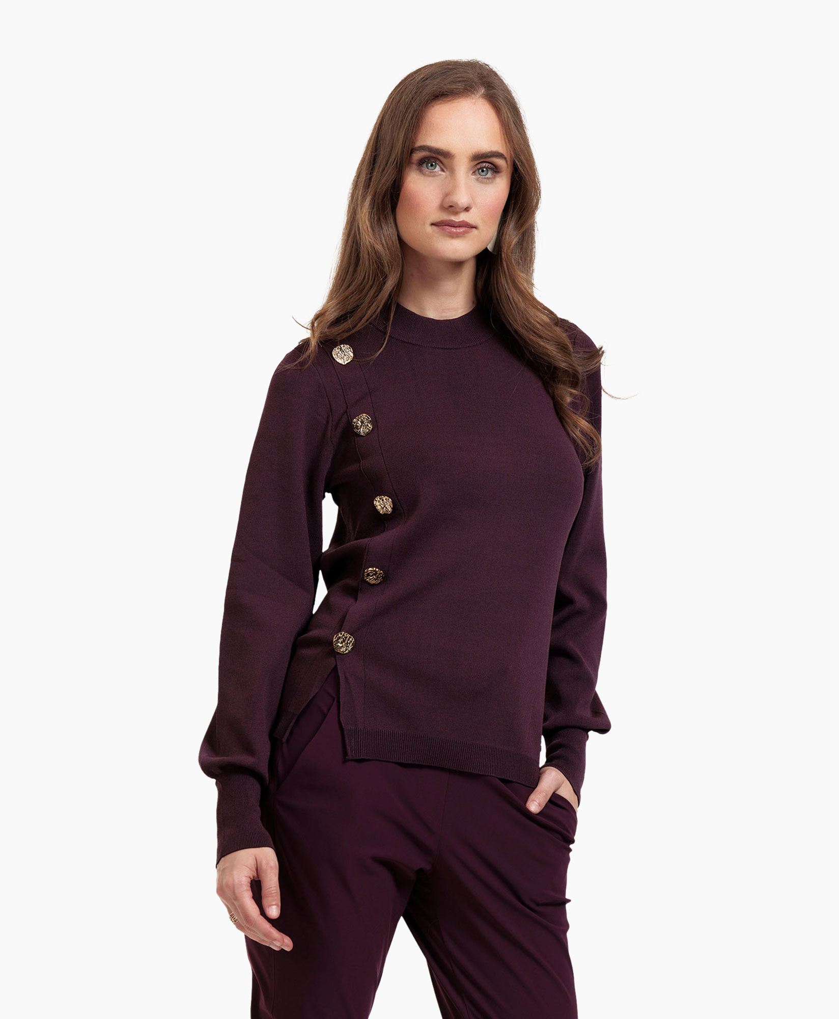 Pullover Lovis Button Pullover Paars