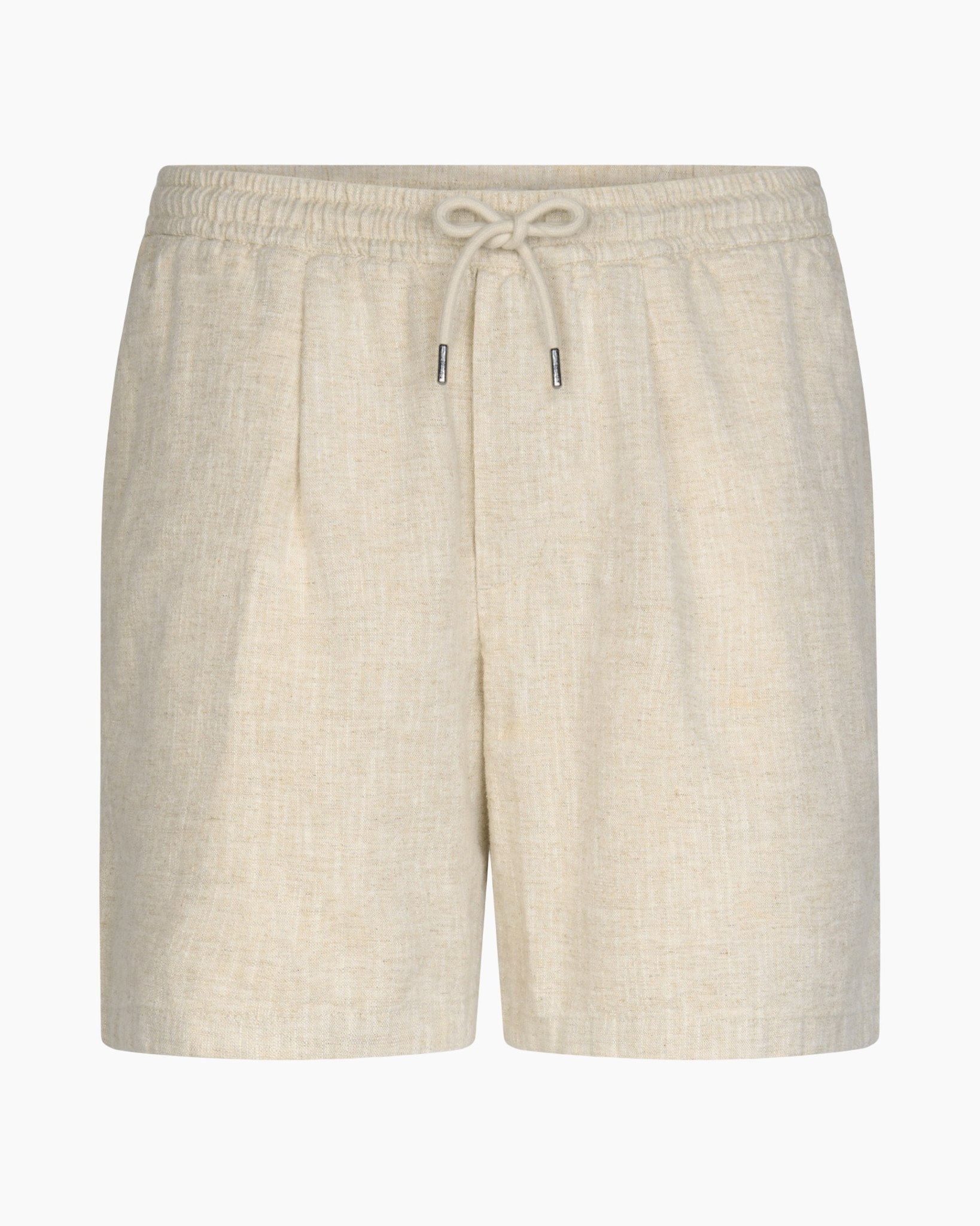 shorts, linnen, beige, trekkoord, elastische taille