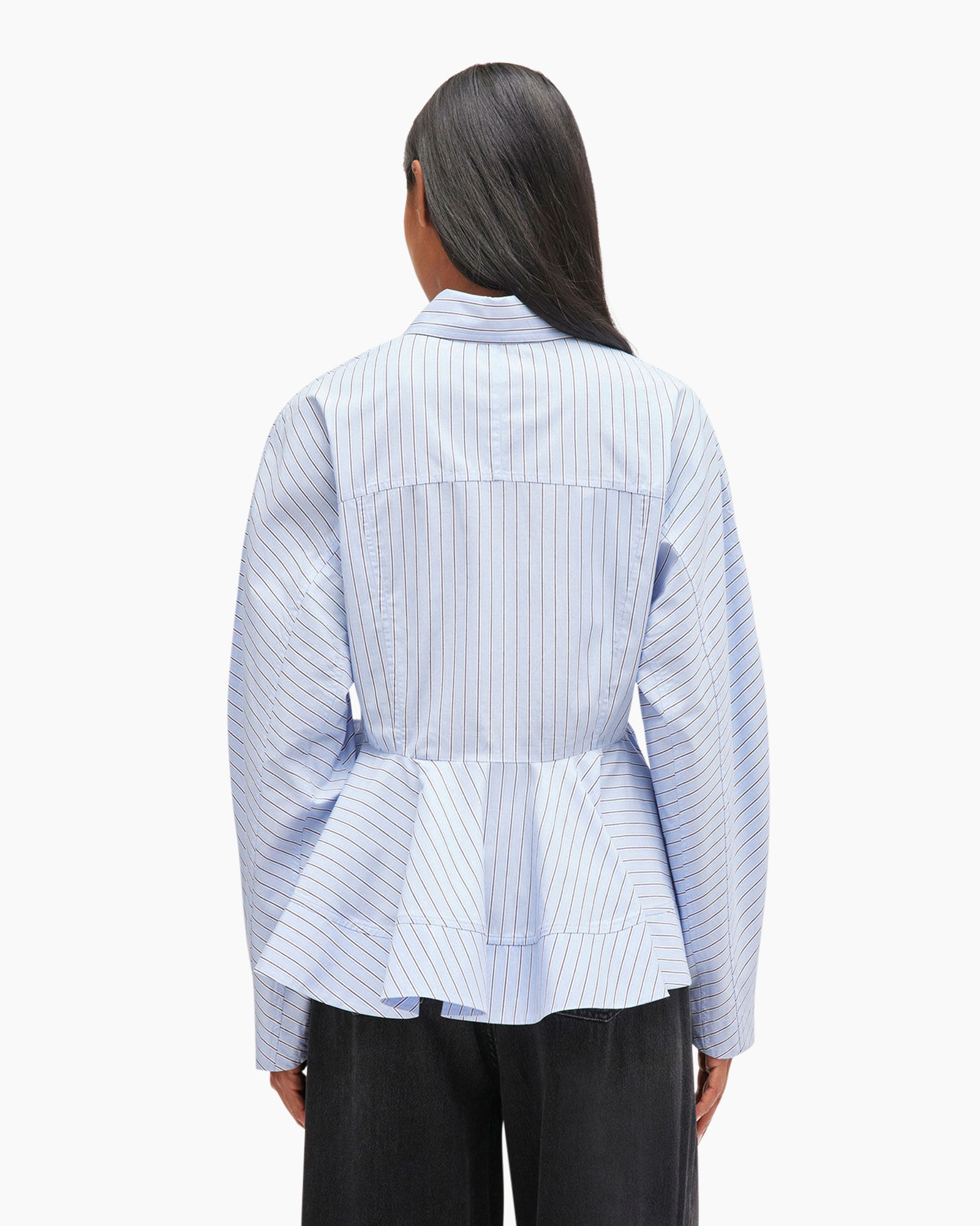 Blouse Stripe Cotton Peplum Paars