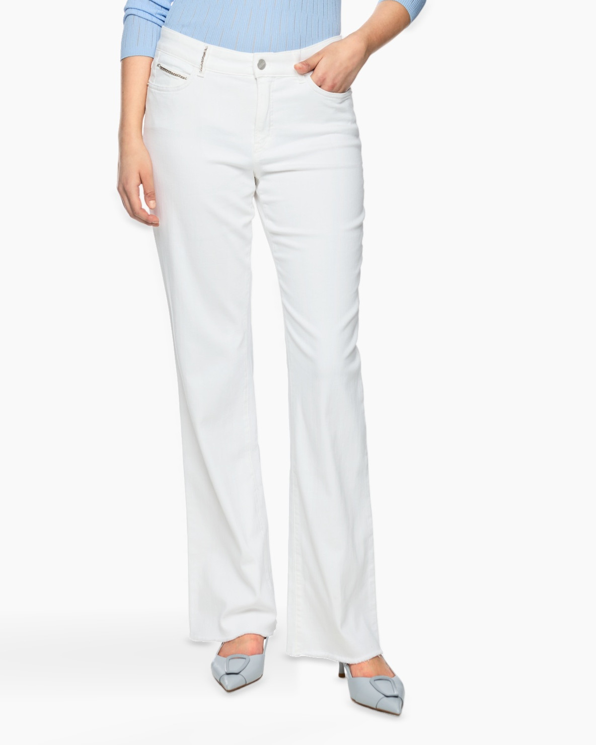 witte broek, broek, lange broek, wijd uitlopend, full-length