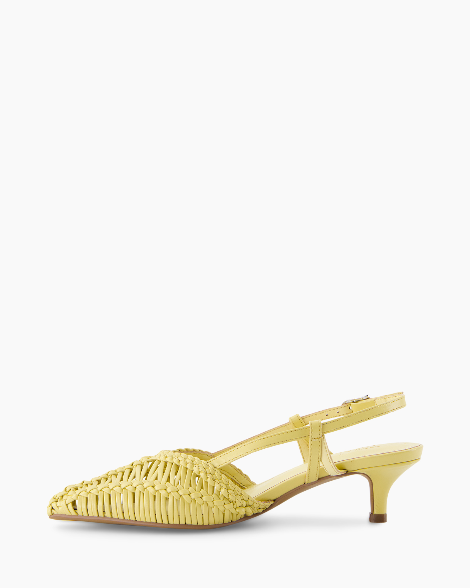 slingback, woven, open toe, pump, yellow