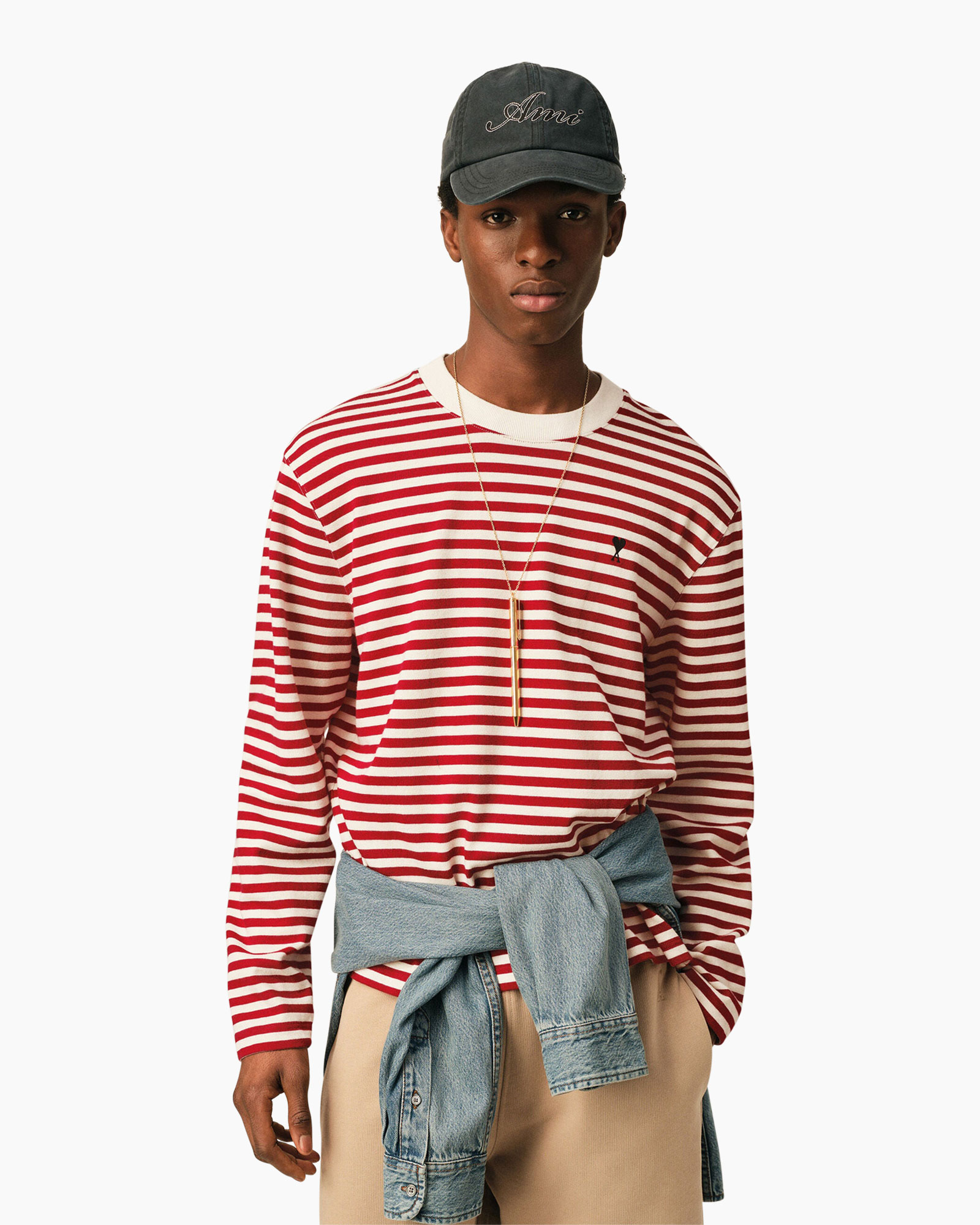 shirt met strepen, lange mouwen, breipatroon top, rood-wit, casual kleding