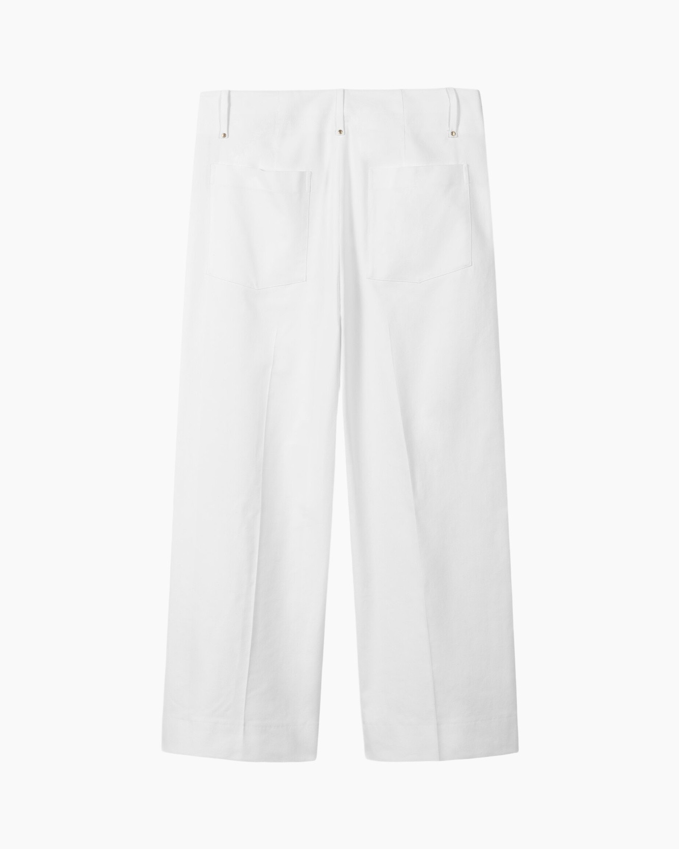 pants, white, back view, pockets, wideleg
