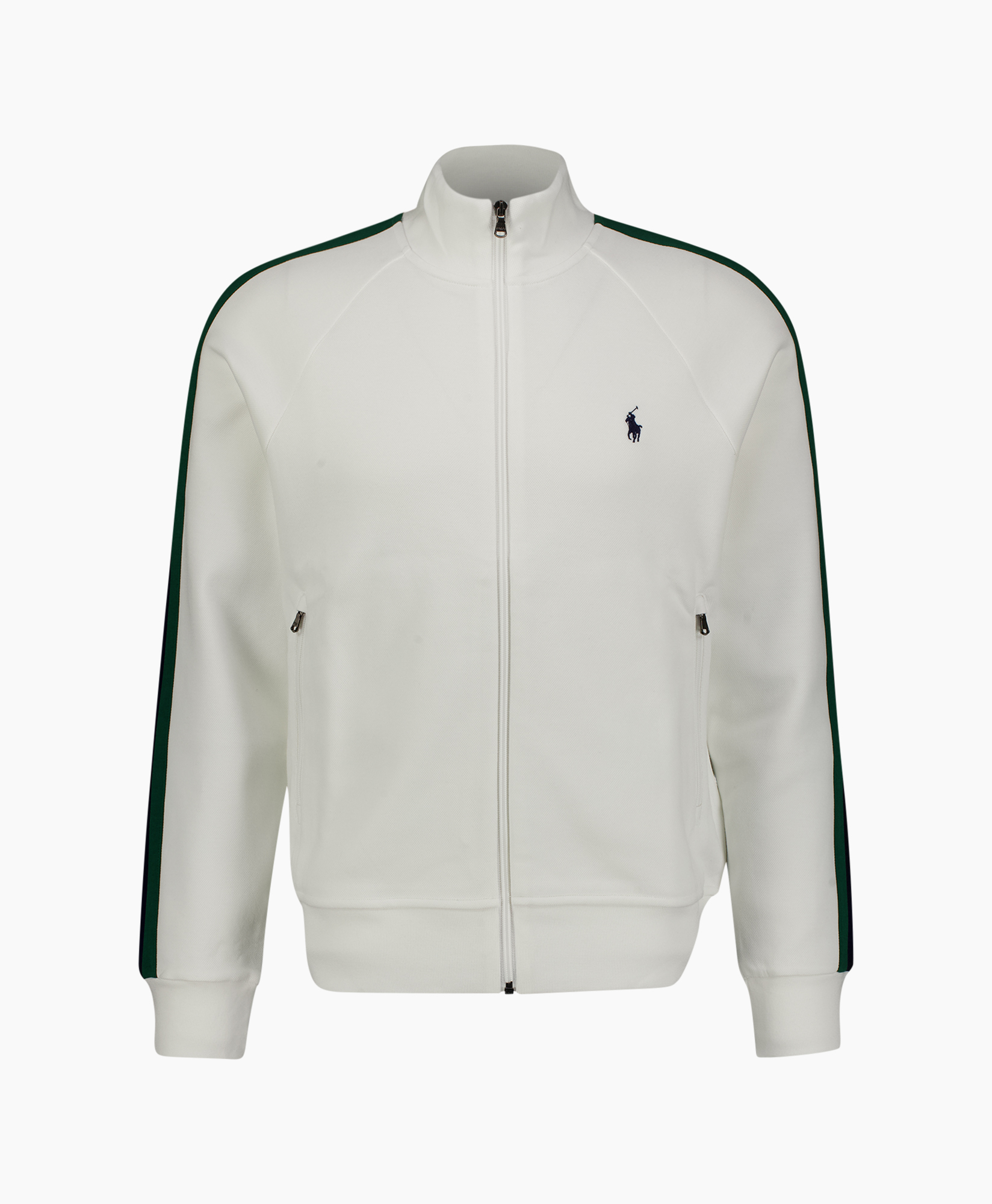 baajacke, brede rits, wit, lange mouwen, polo-logo