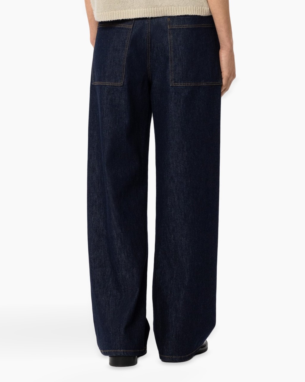 denim, broeken, spijkerbroek, wijd uitlopend, zakken