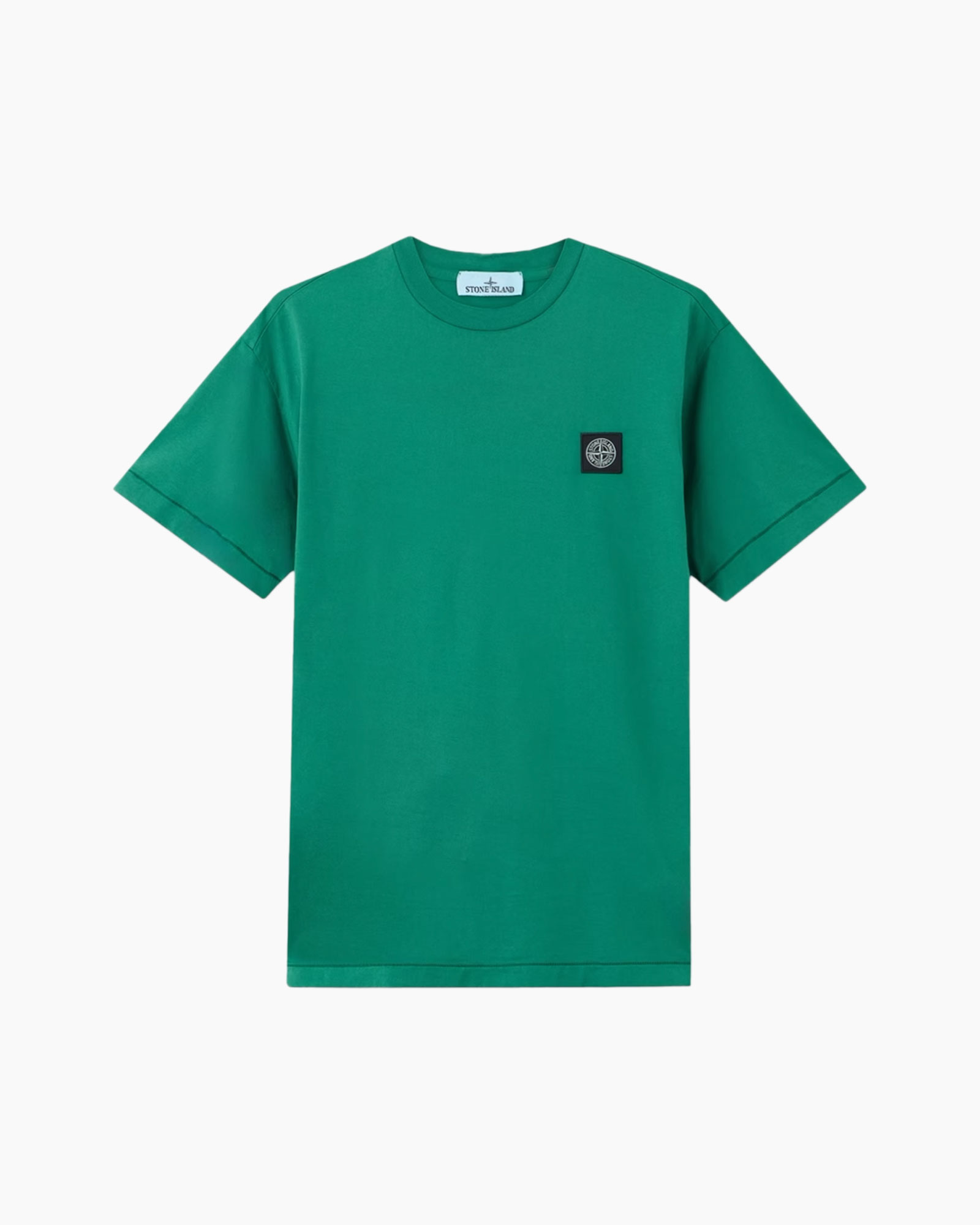 t-shirt, korte mouwen, groen, rond hals, logo patch