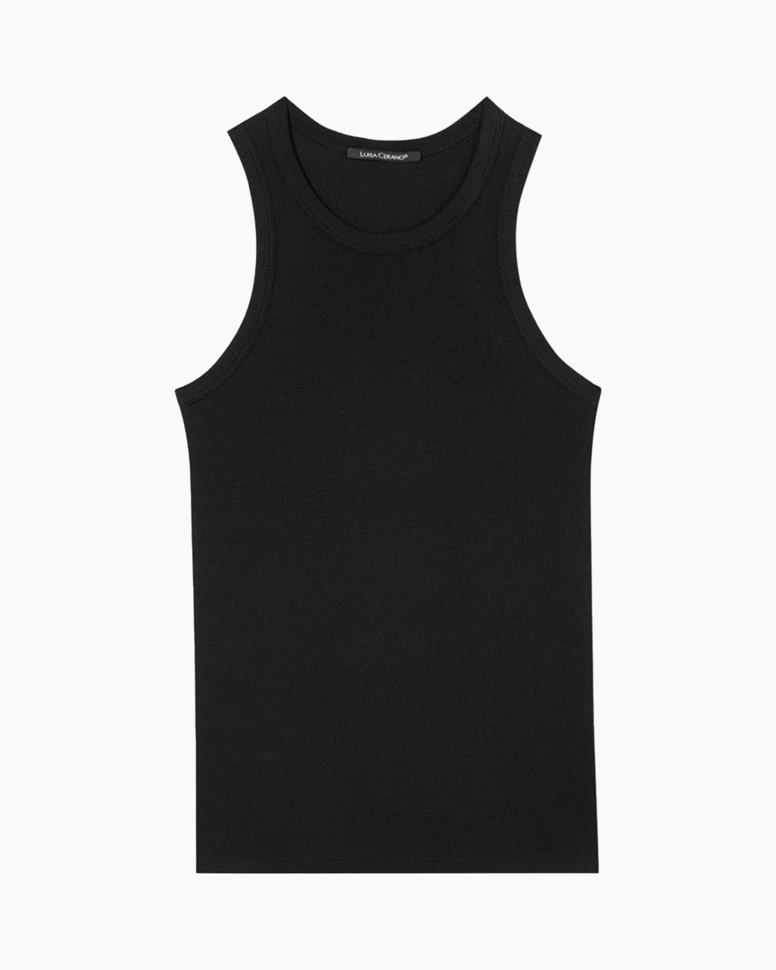 tanktop, zomer zonder mouwen, zwart, katoen/knit, basis top