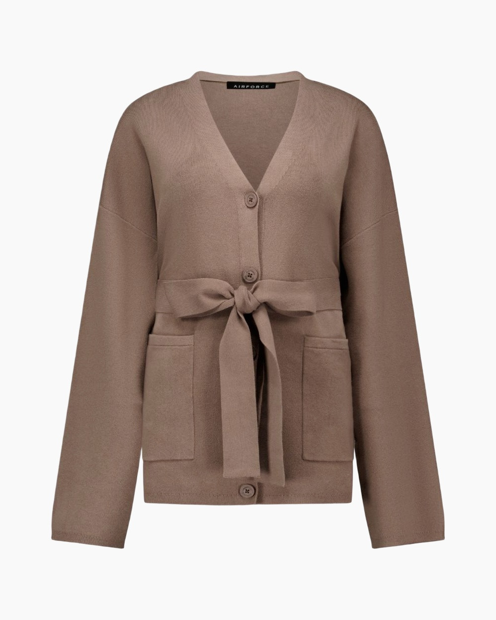 cardigan, knit, belt, pockets, brown