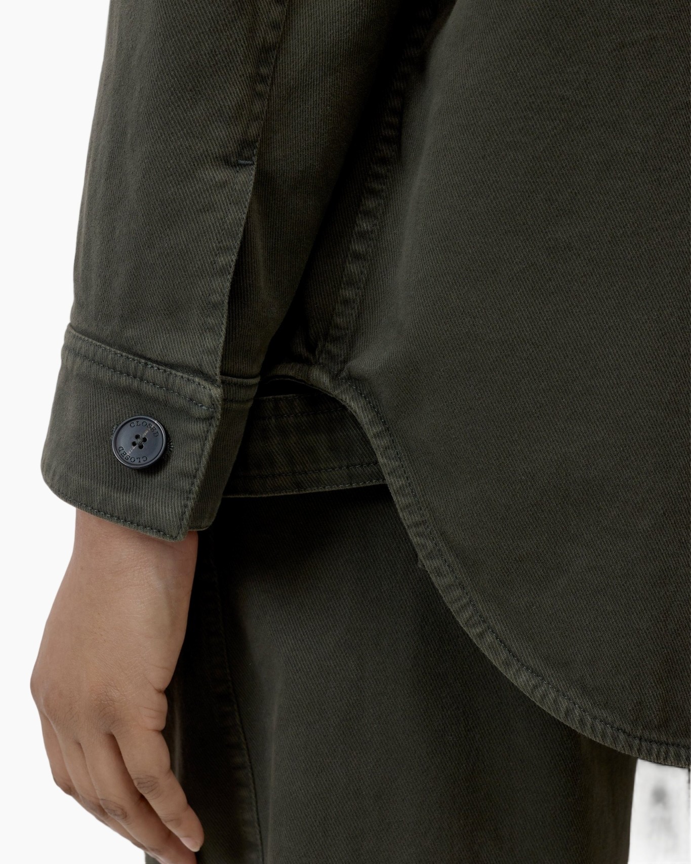 mouwen jas, knop, donkergroen, canvas stof, casual kleding