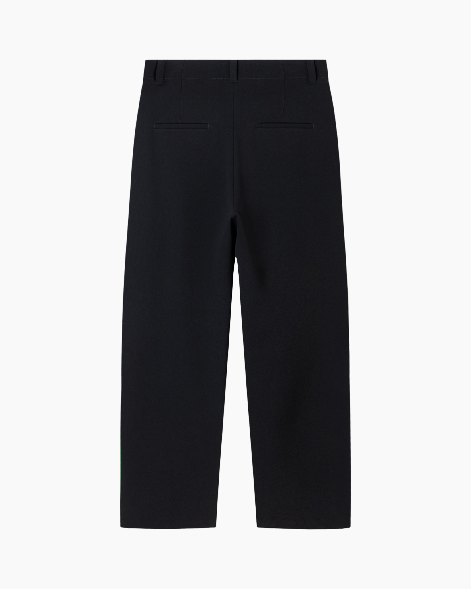 zwarte broek, wijde pijpen, geplooid, knoopzakken