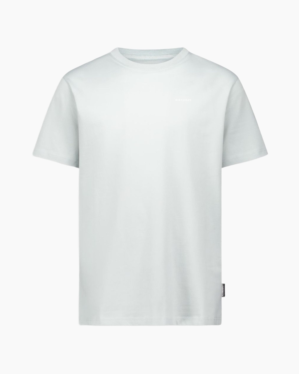 t-shirt, korte mouwen, effen, lichtblauw, kraagloze ronde hals