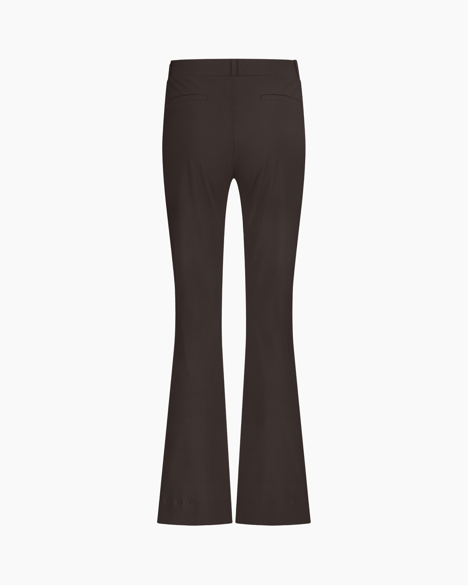 broek, broek, bruin, flare broek, achterkant