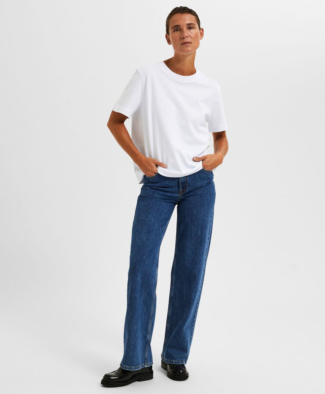 Selected Femme T-shirt Essential Ss  Boxy Tee Noos Wit
