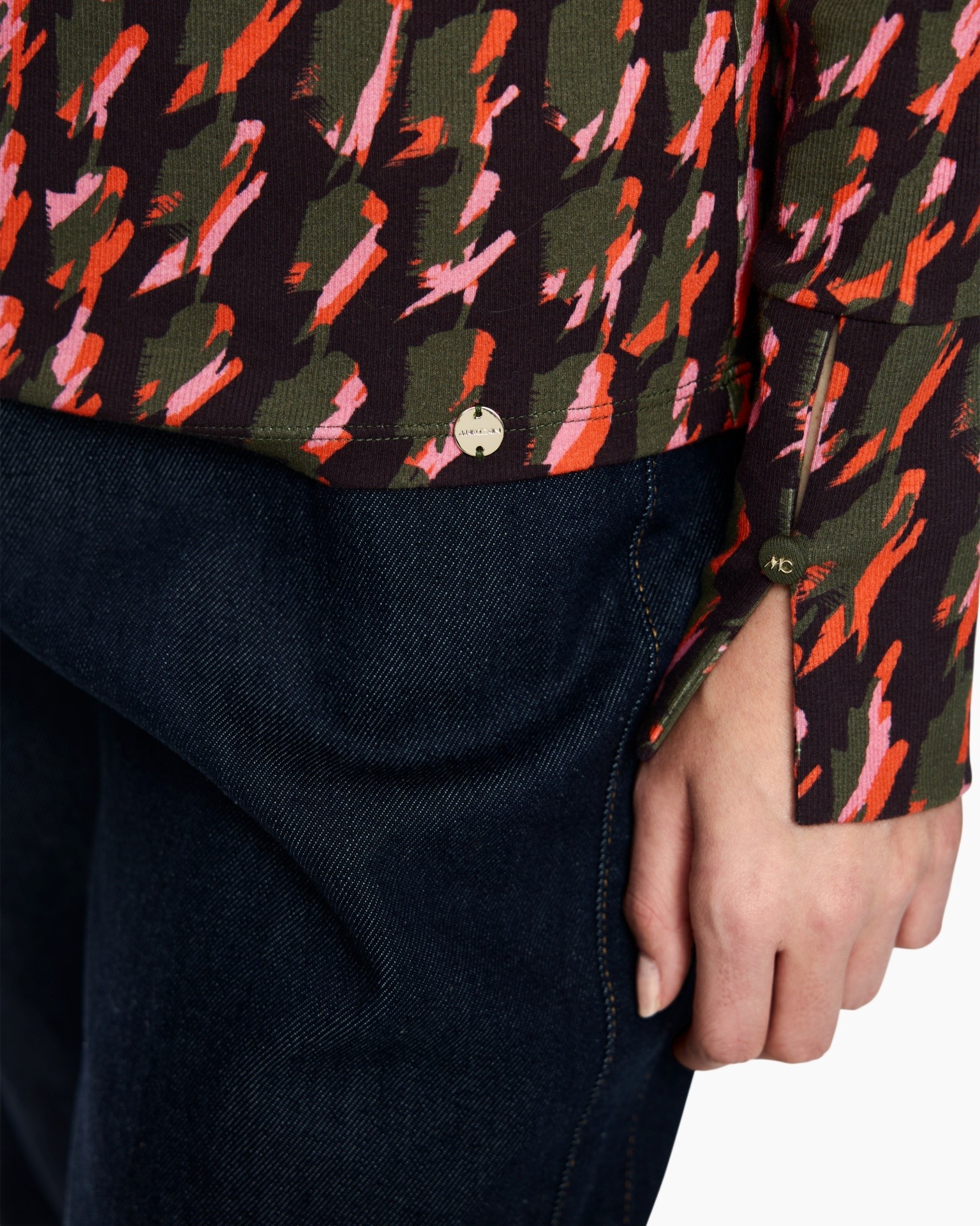 bloemenpatroon, lange mouw, knoopspeld, gebreide stof, casual overhemd