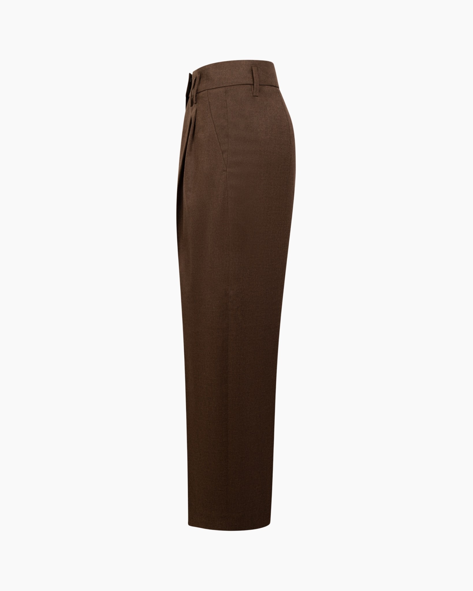 broek, pyjama, bruin, hoge taille, twill