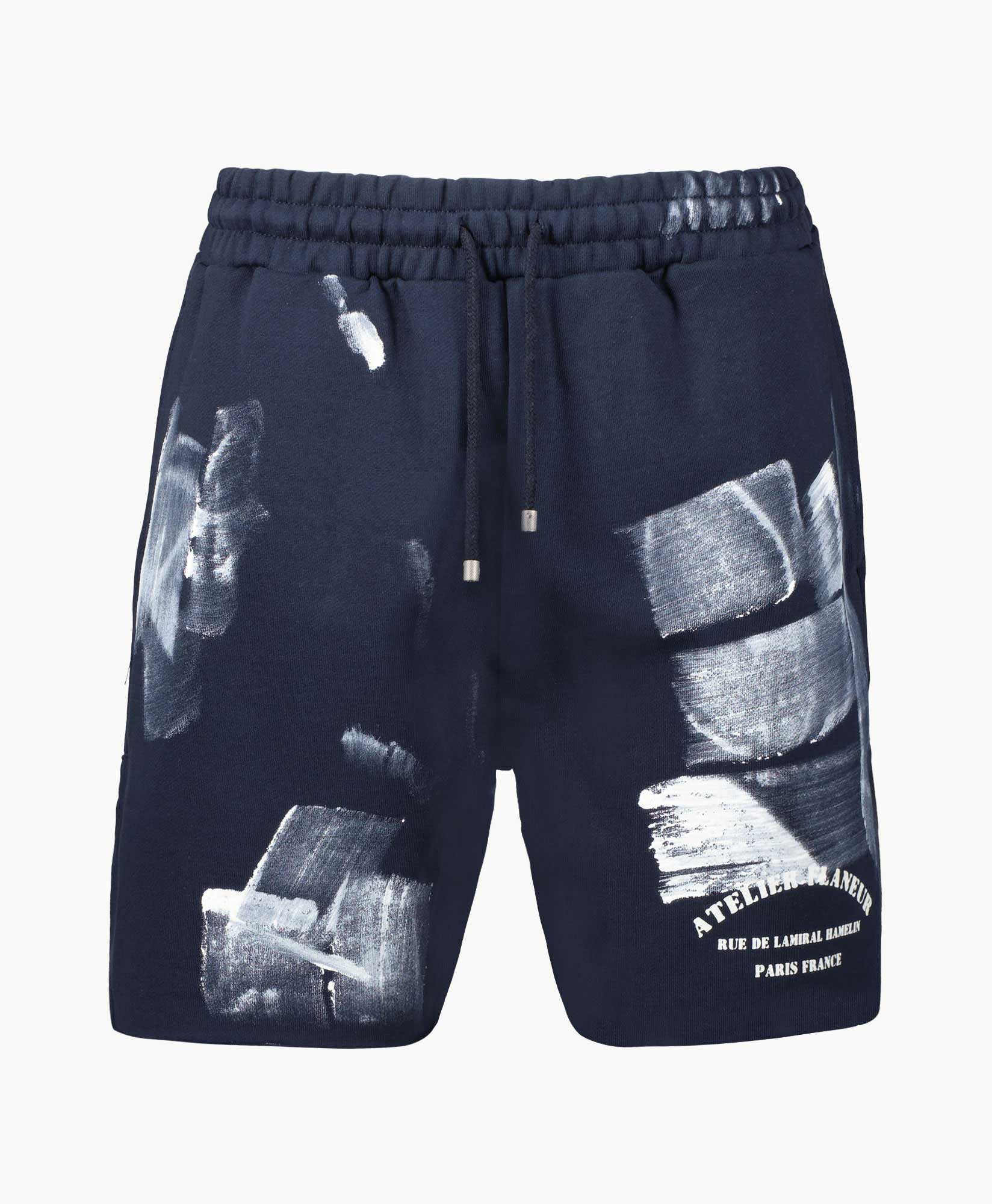 Flaneur Homme Korte Broek Atelier Shorts With Pain Donker Blauw