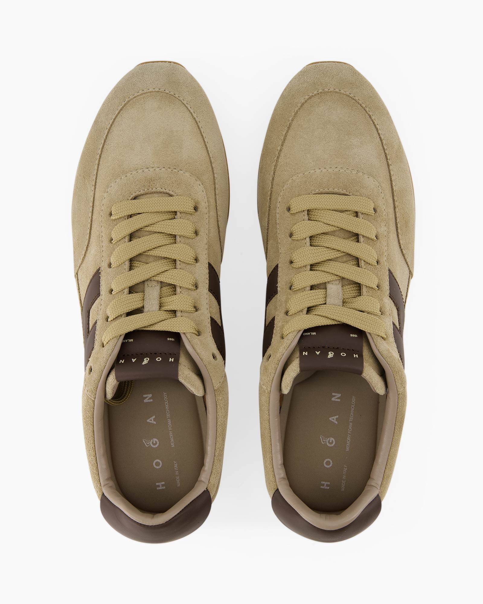 sneakers, tan, suede, lace-up, laagtop