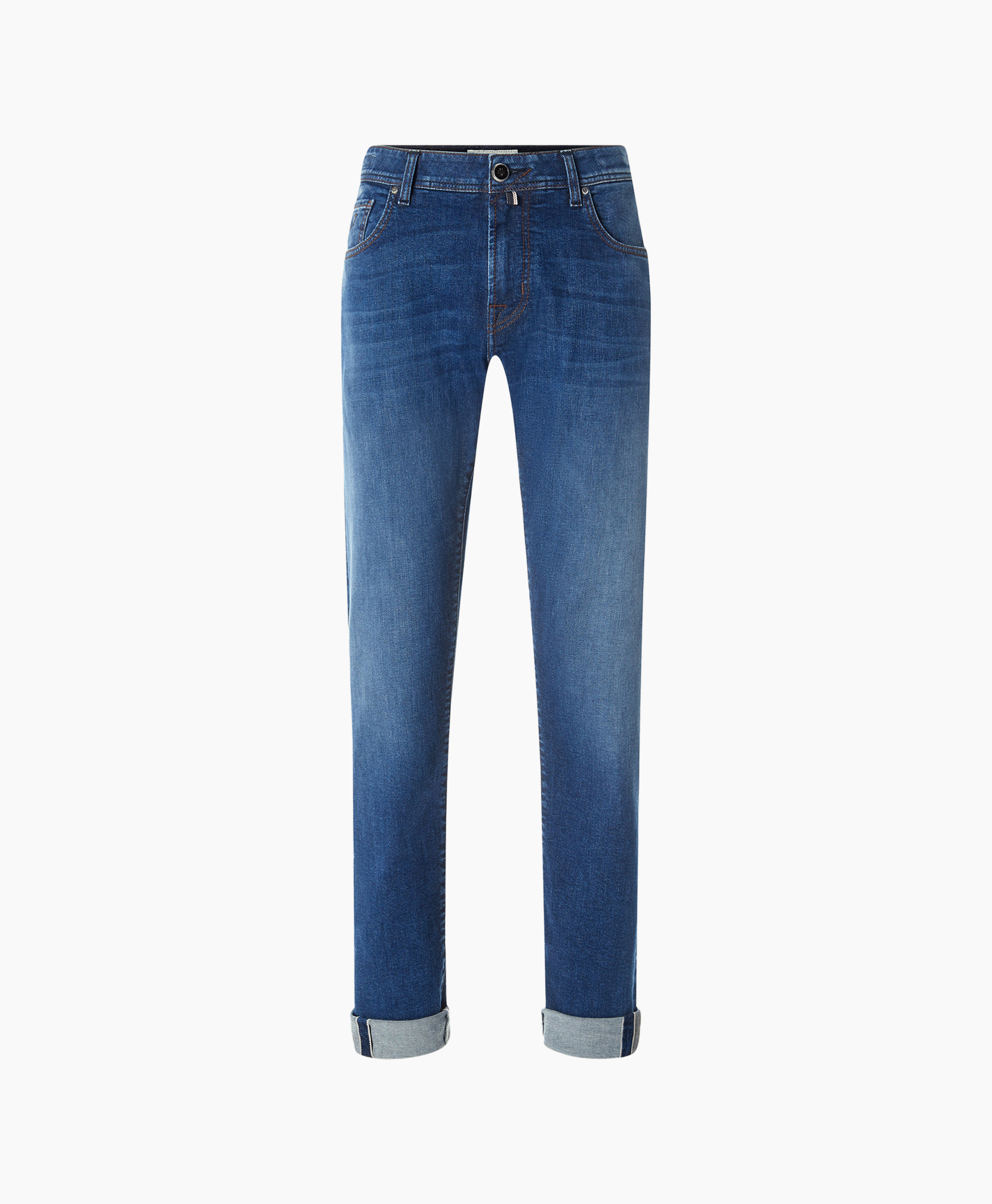 jeans, denim, blauw, rechthoekige pijp, omgeslagen zoom