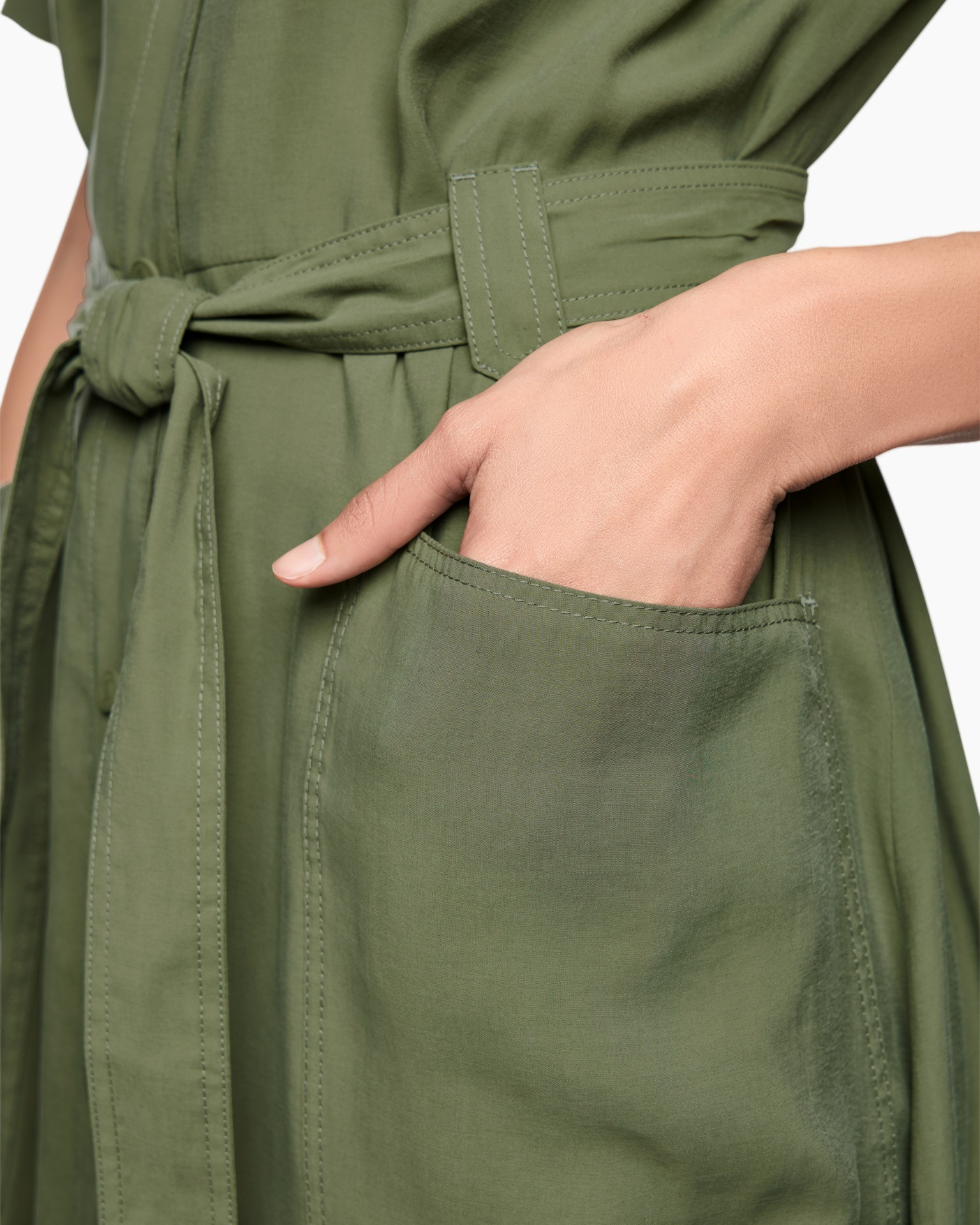 'er khlap?, belted, zak, olijfgroen, kledingstof