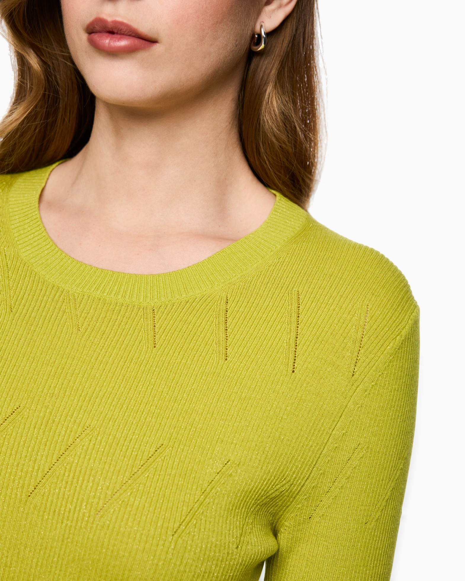 truien, breigoed, lime groen, ronde hals, ribstof textuur