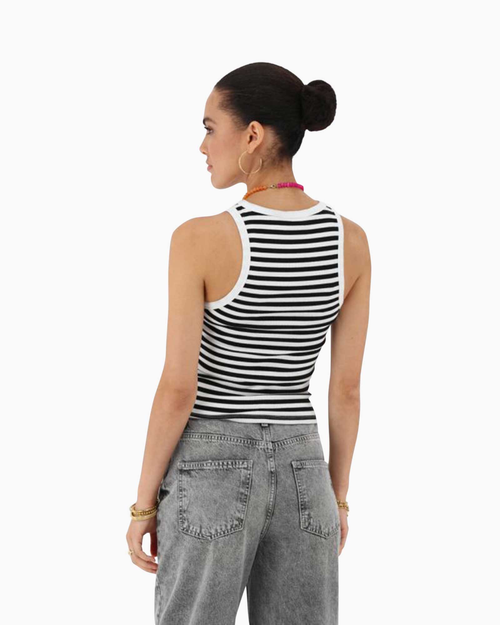 Top Tanktop Met Embro Zwart
