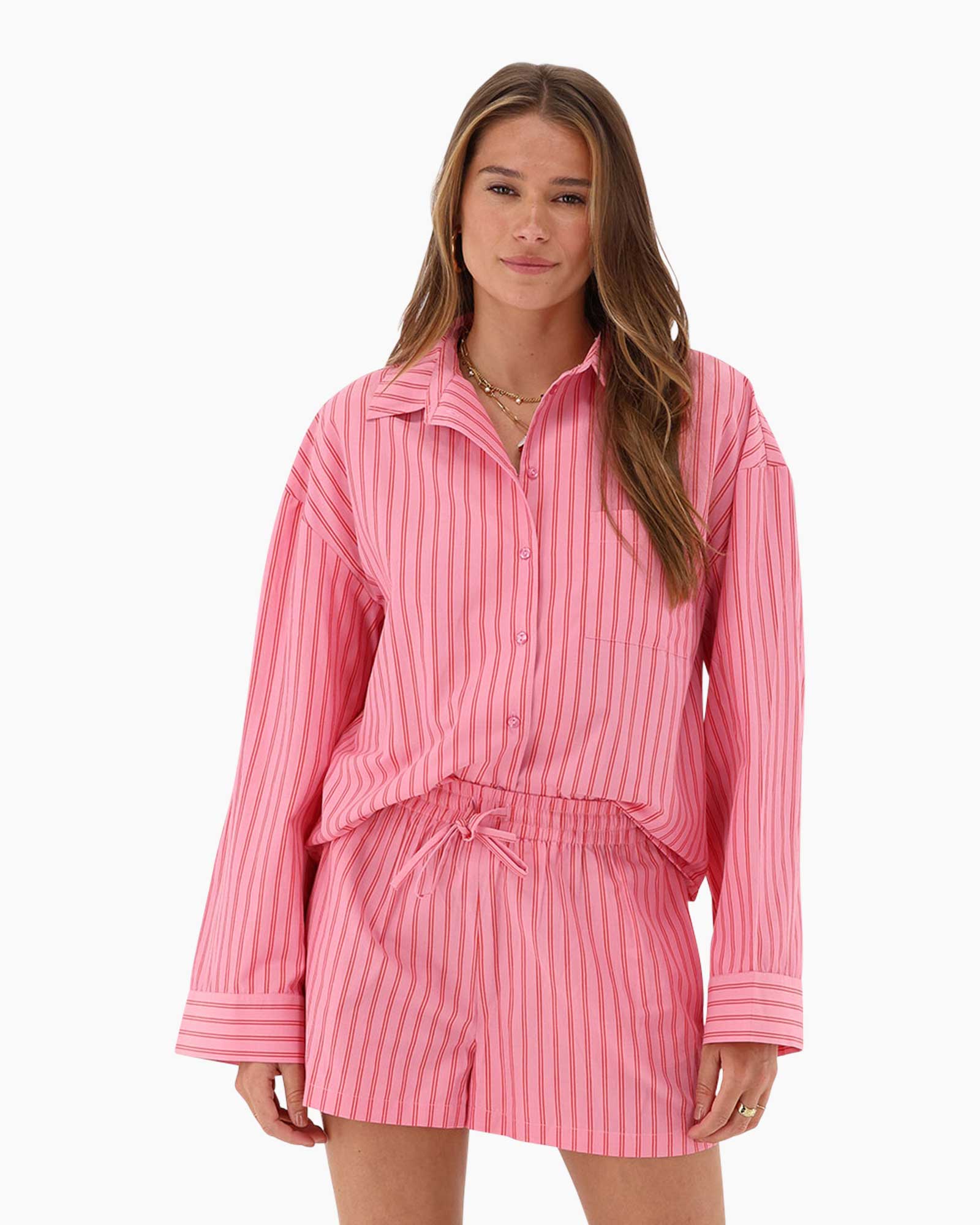 Top Long Sleeve Pyjama Blouse Rose
