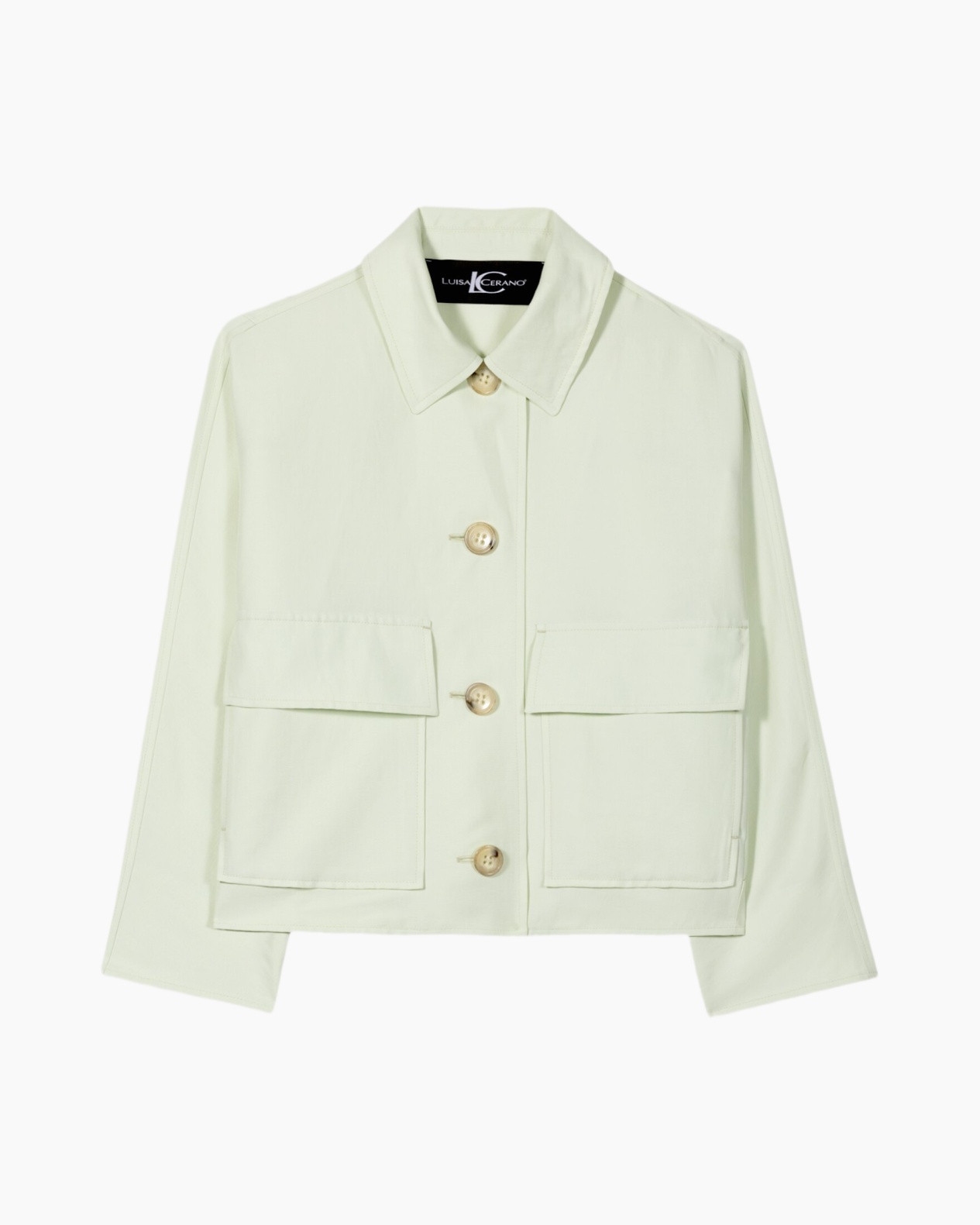 jas, lichtgroen, knopjes voorzijde, zakken, kraag