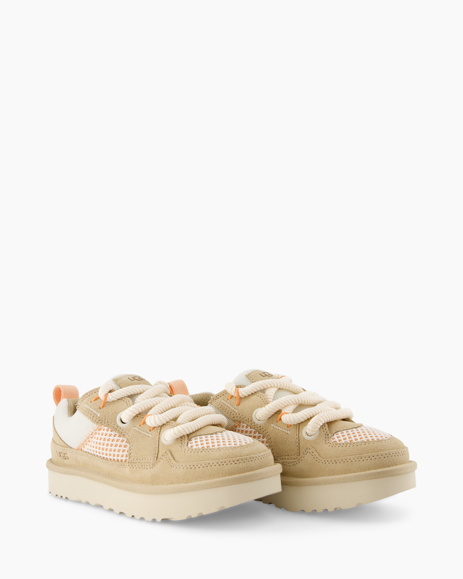 sneakers, beige, mesh, veters, platform