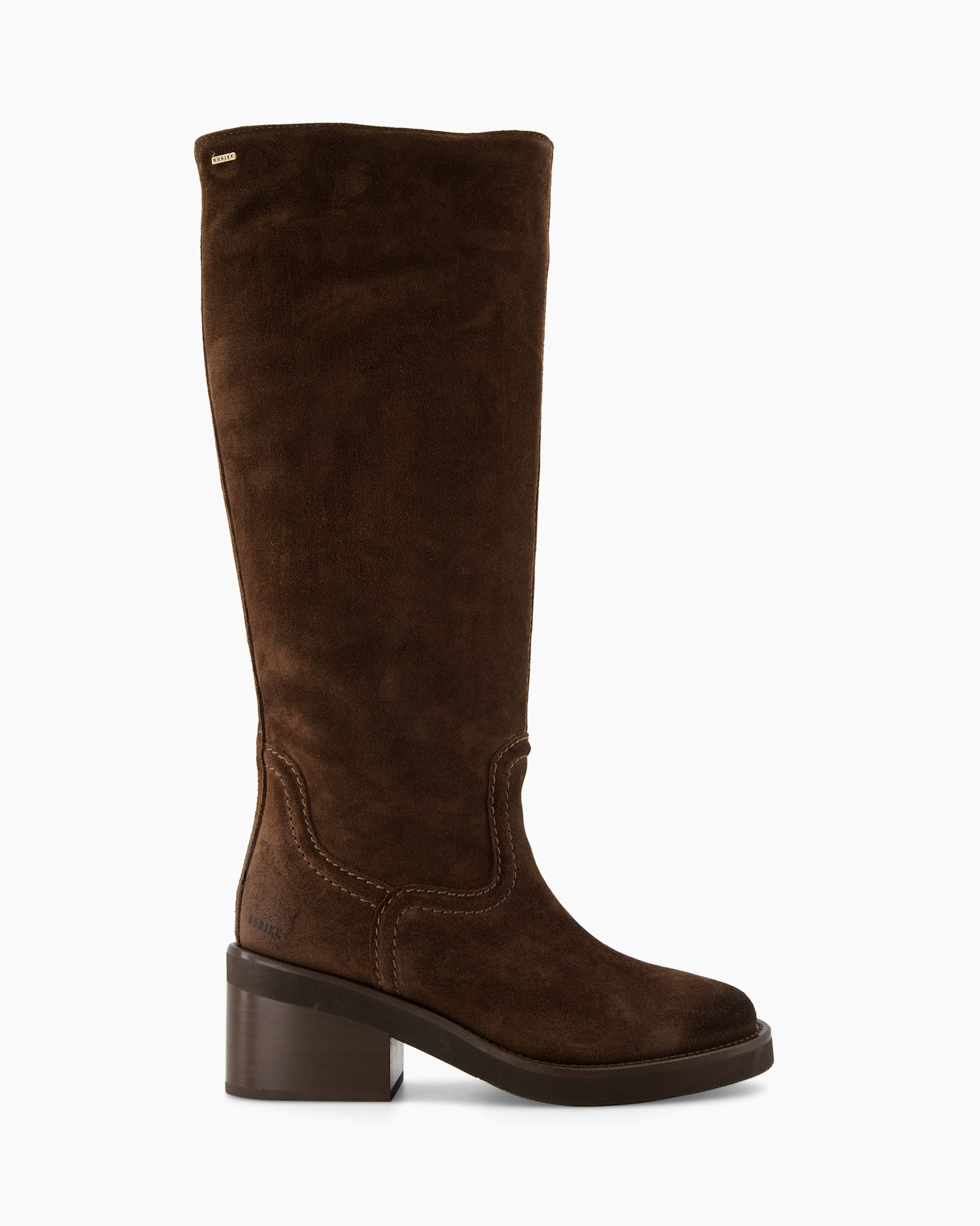 laarzen, knee-high, bruin, suede, blokhak
