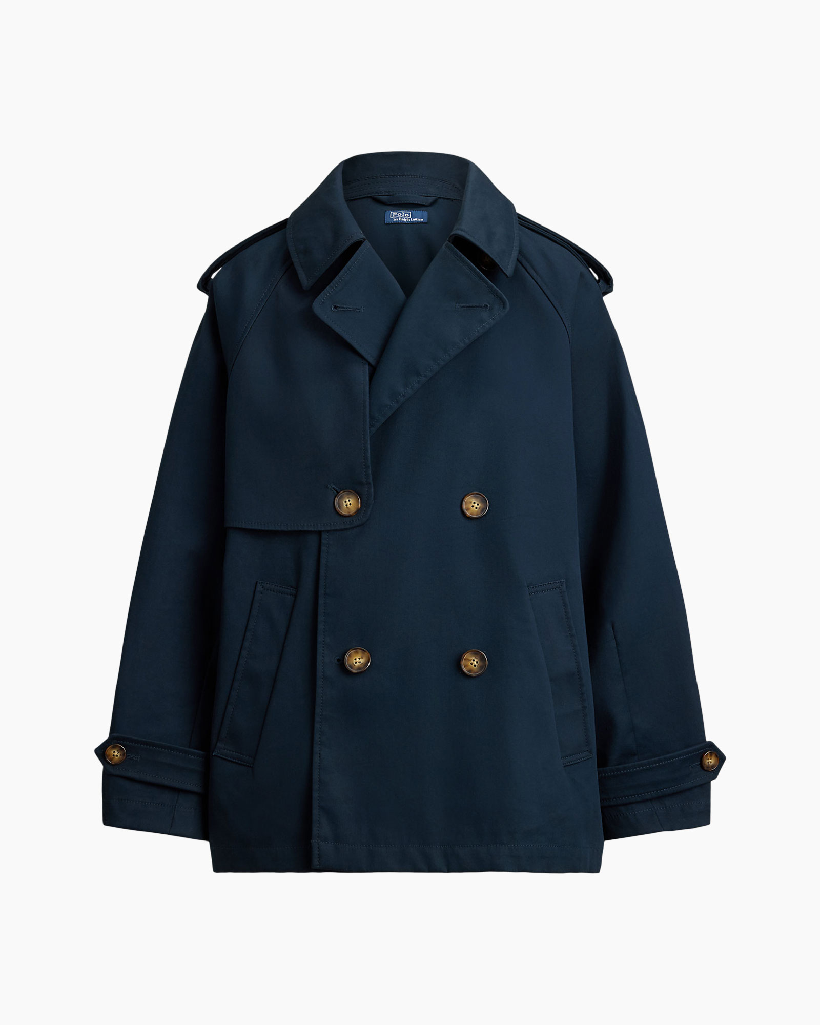 jas, trench, marine, dobelknop, knopen