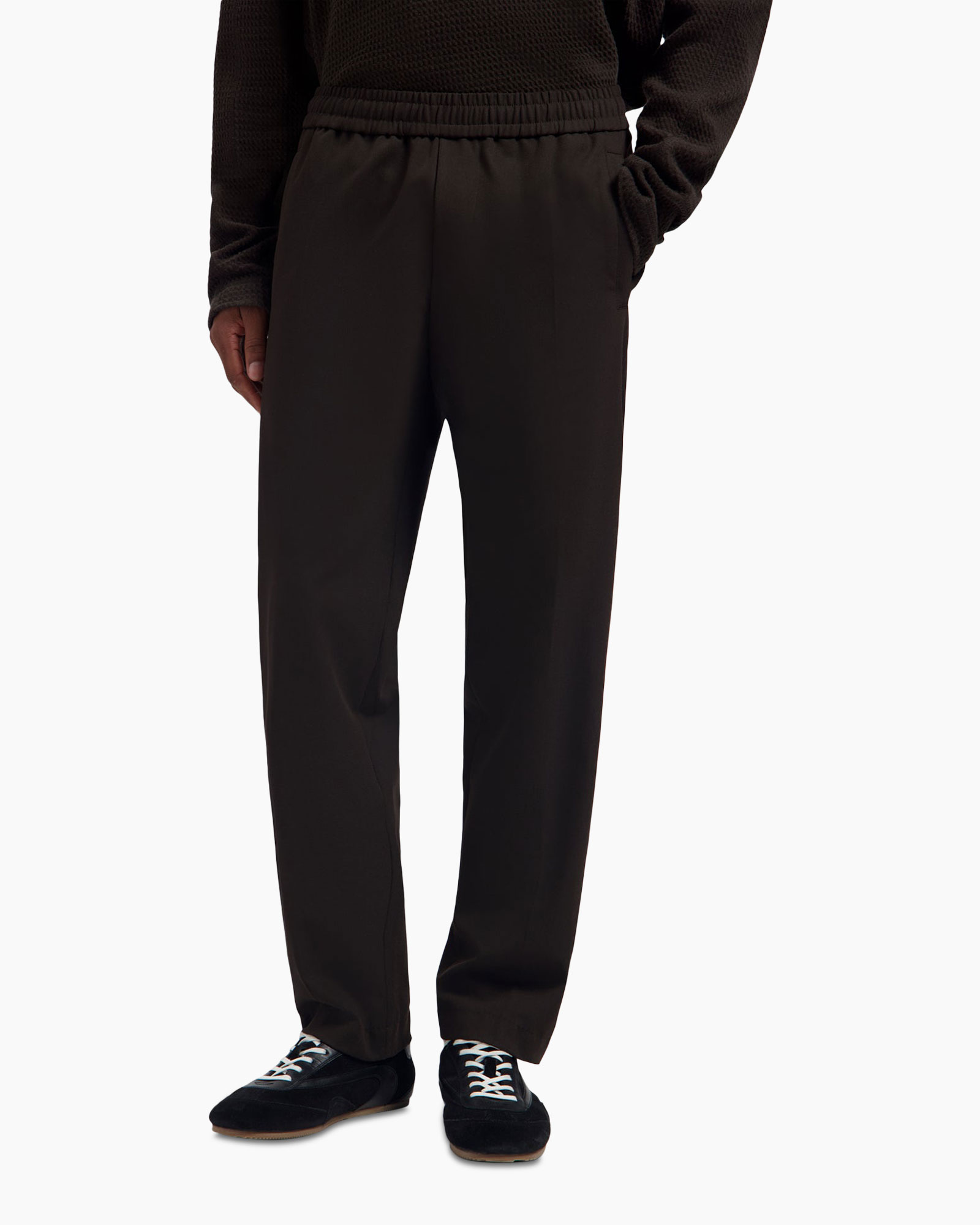 broek, broeken, zwart, elastische tailleband, casual kleding