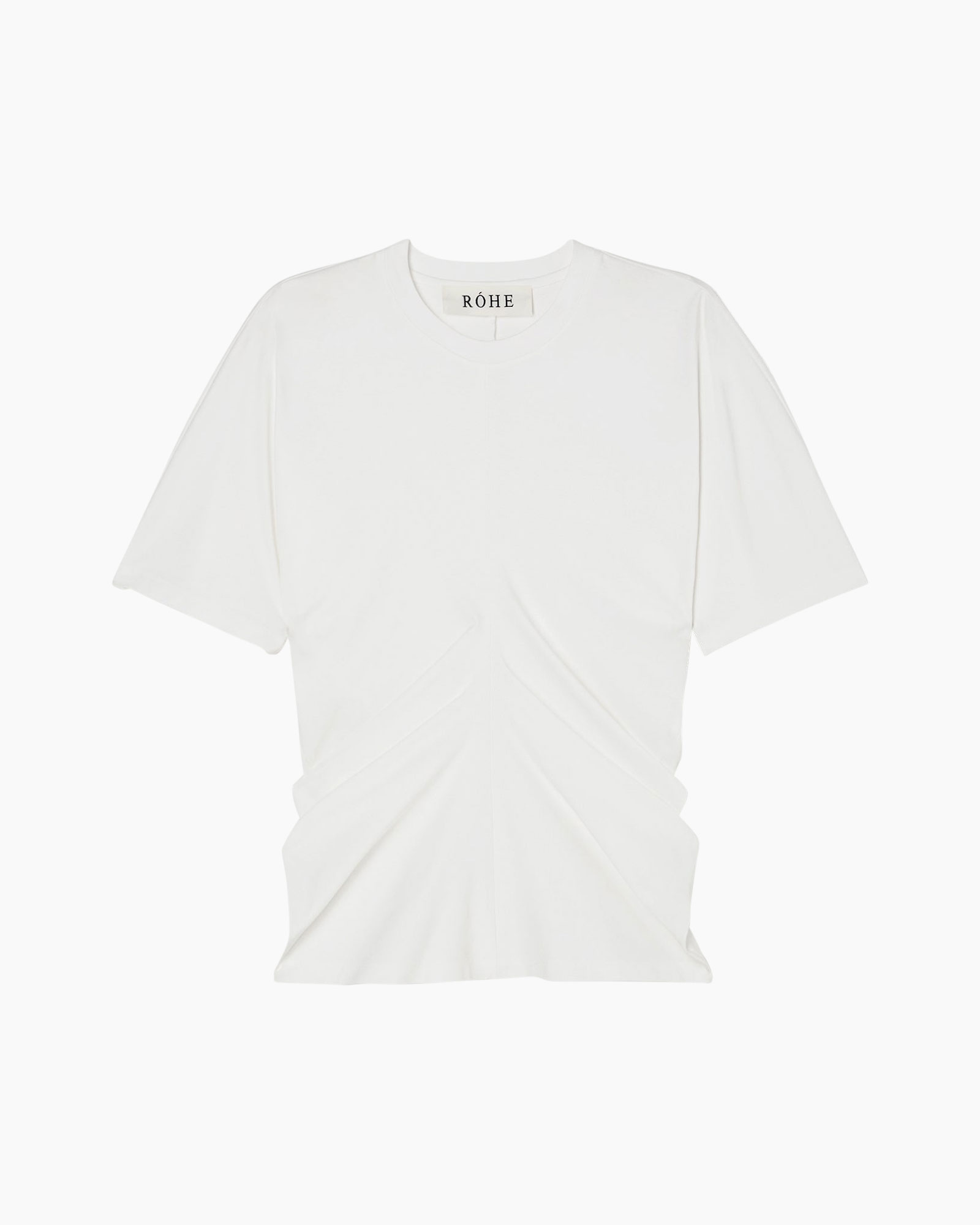 t-shirt, wit, gerimpelde, korte mouwen, rond hals