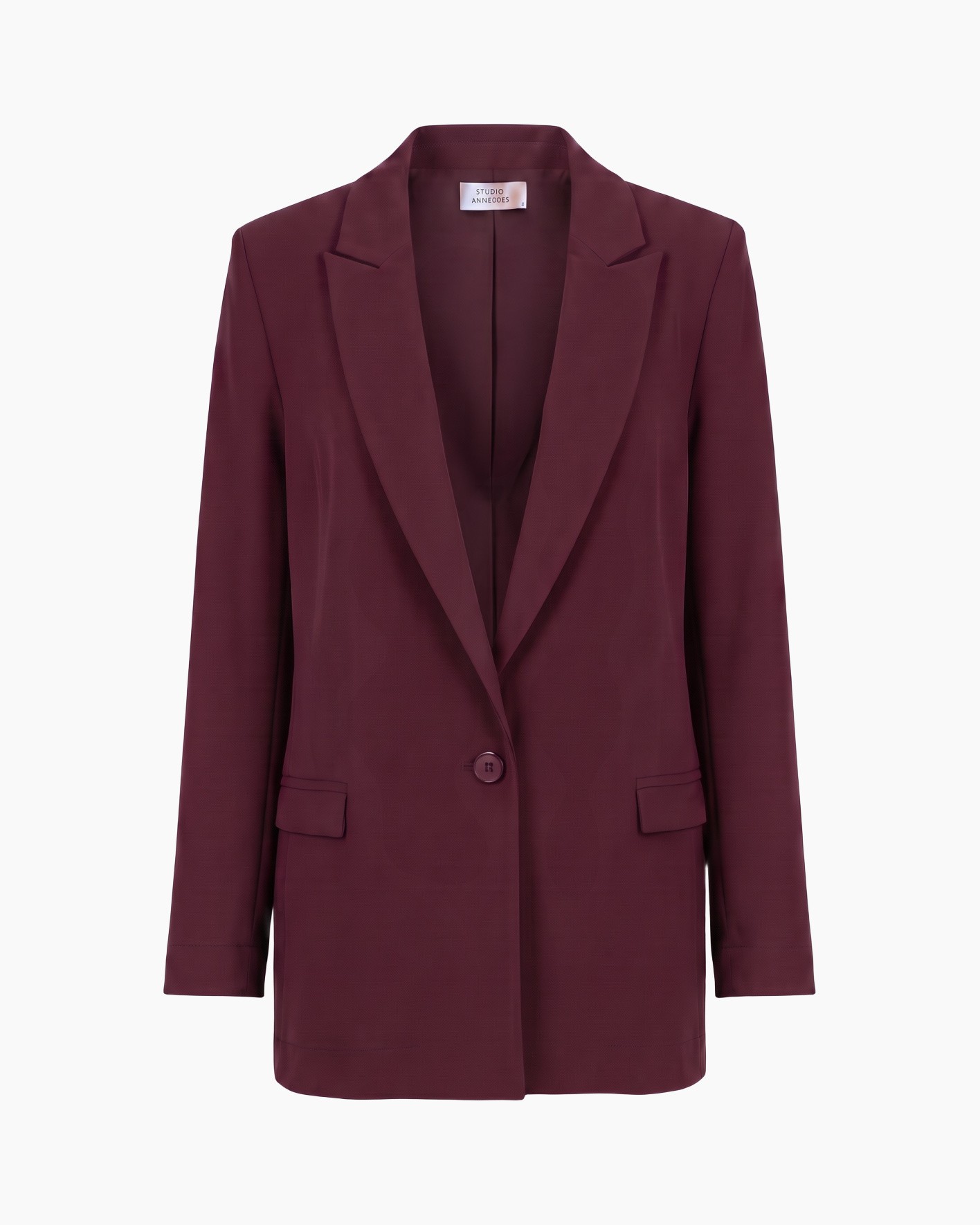 Blazer, Bordeauxrood, Eén knoop, Reverskraag, Lange mouw