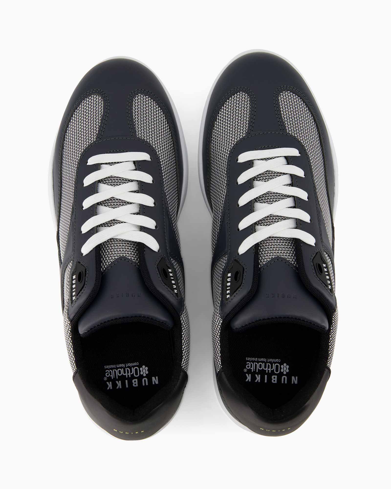 sneakers, mesh, veters, blauw, sportschoenen