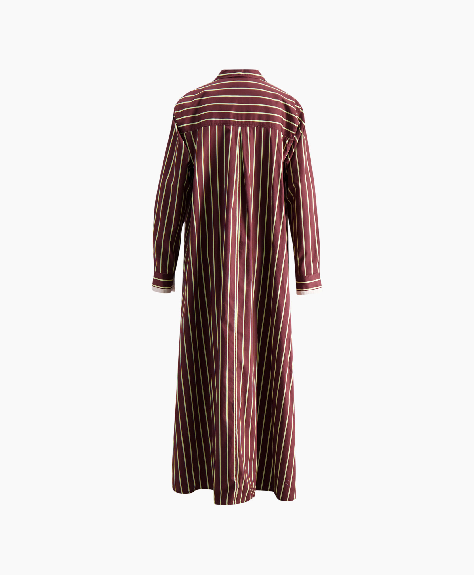 Maxi Jurk Chic Satin Stripe Kaftan Chemisier donker rood