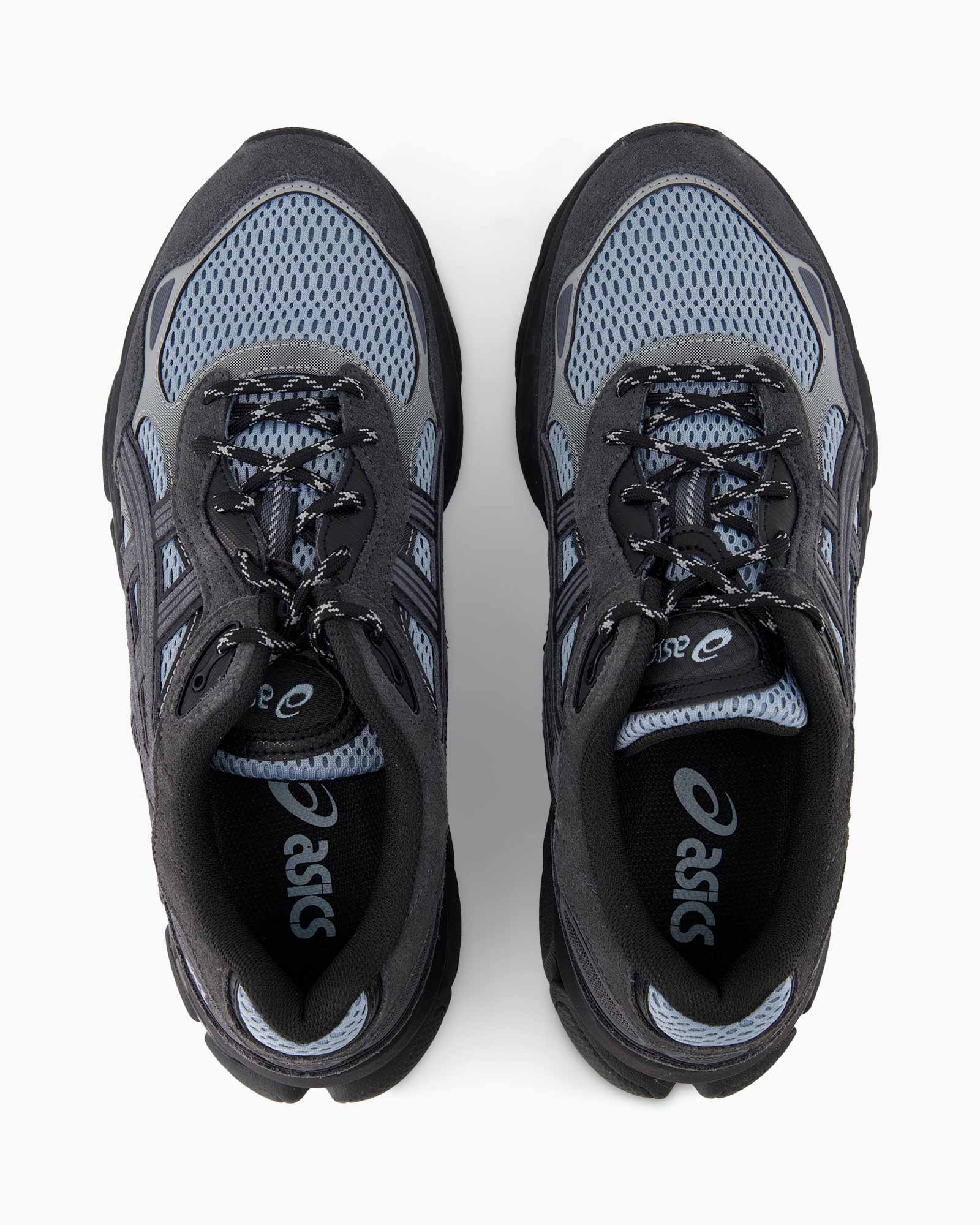 sportschoenen, hardloopschoenen, mesh, blauw-grijs, veters
