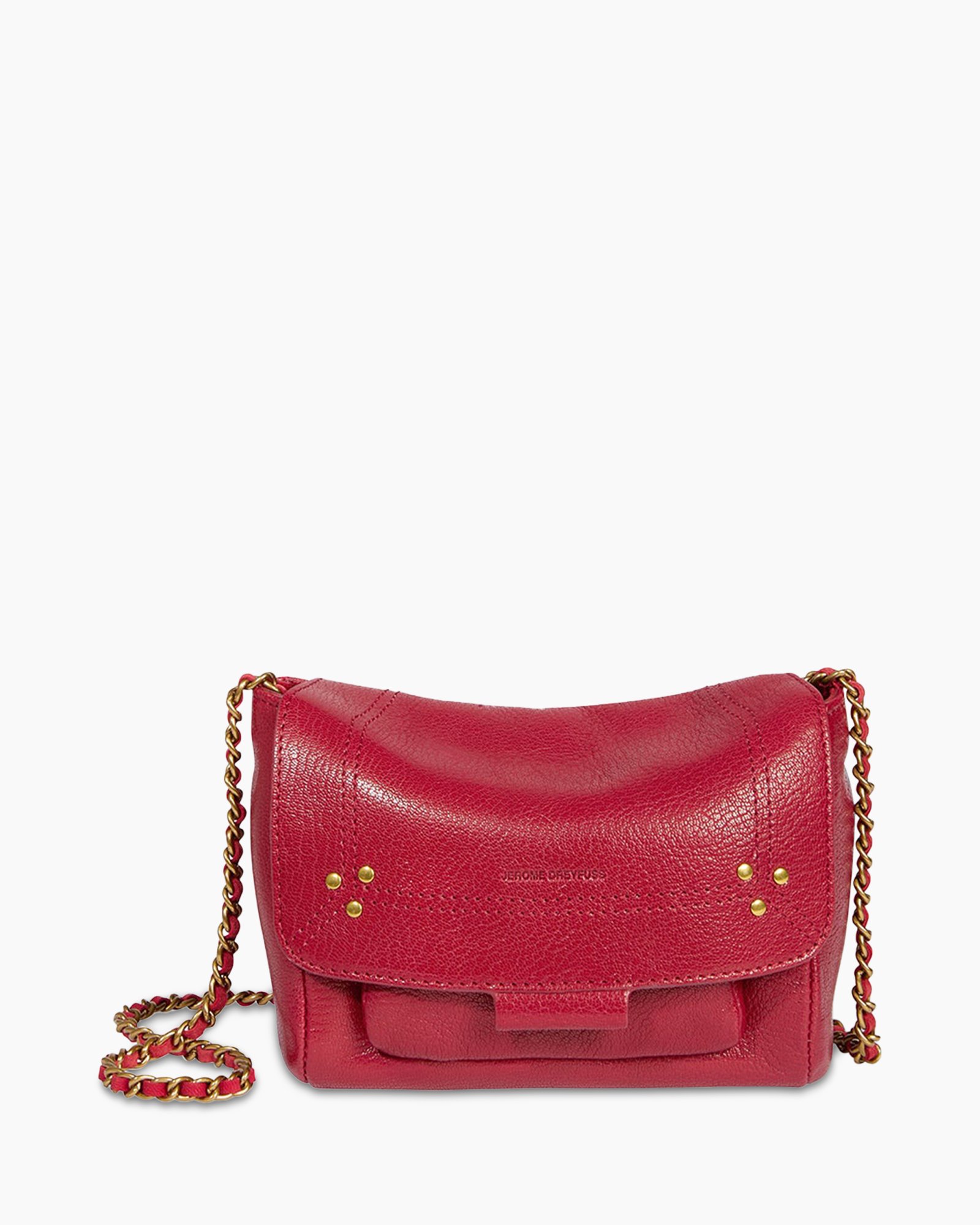 schoudertas, portemonnee, rood, leer, ketting-strap