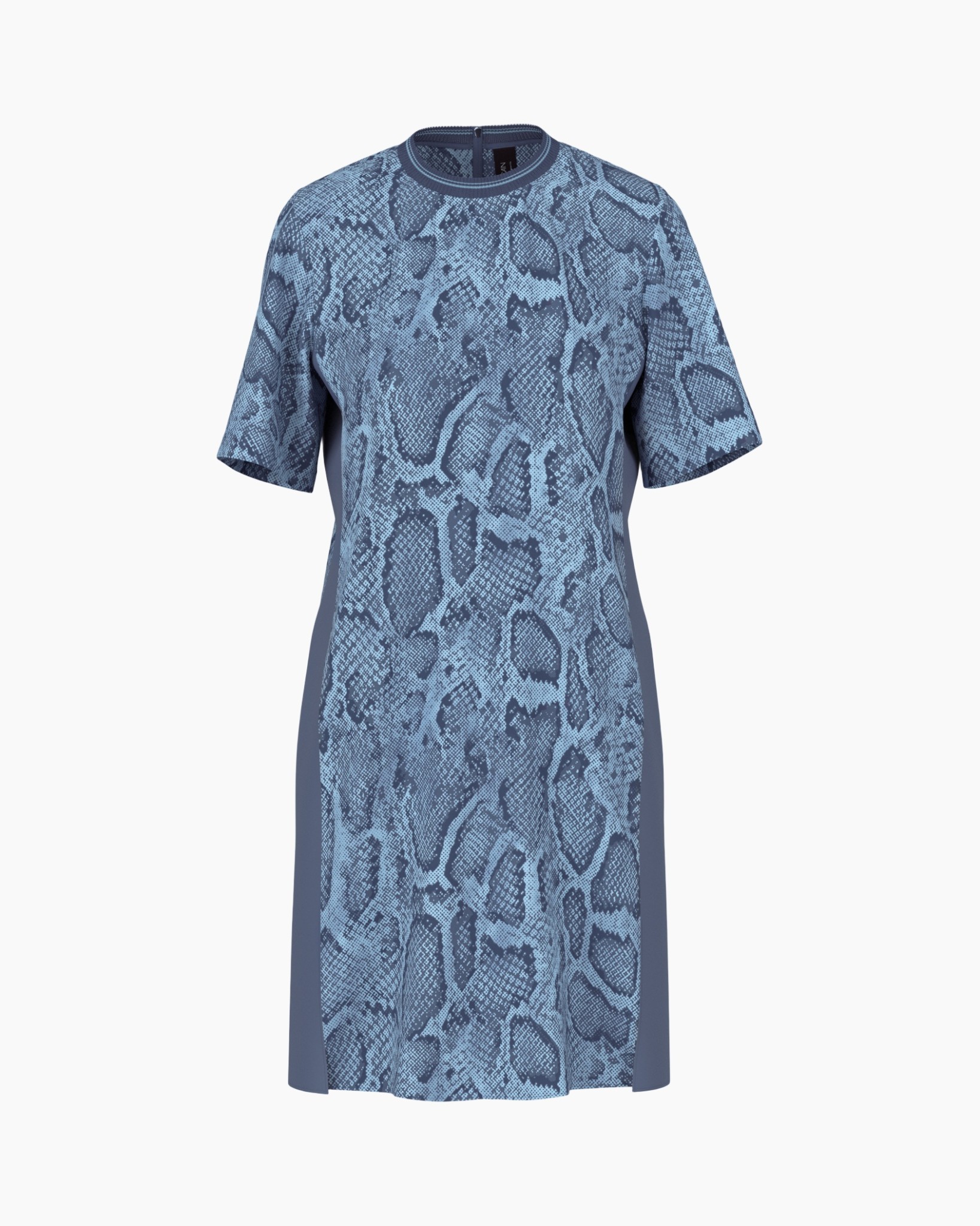 jurk, tuniek, korte mouwen, slangprint, blauw